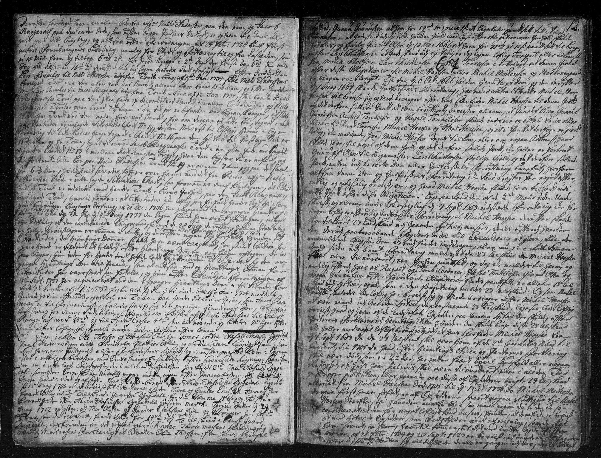 Kristiansand lagdømme, AV/SAK-1232-0001/F/Fb/L0005: Tingbok med register, 1737-1744, s. 11b-12a