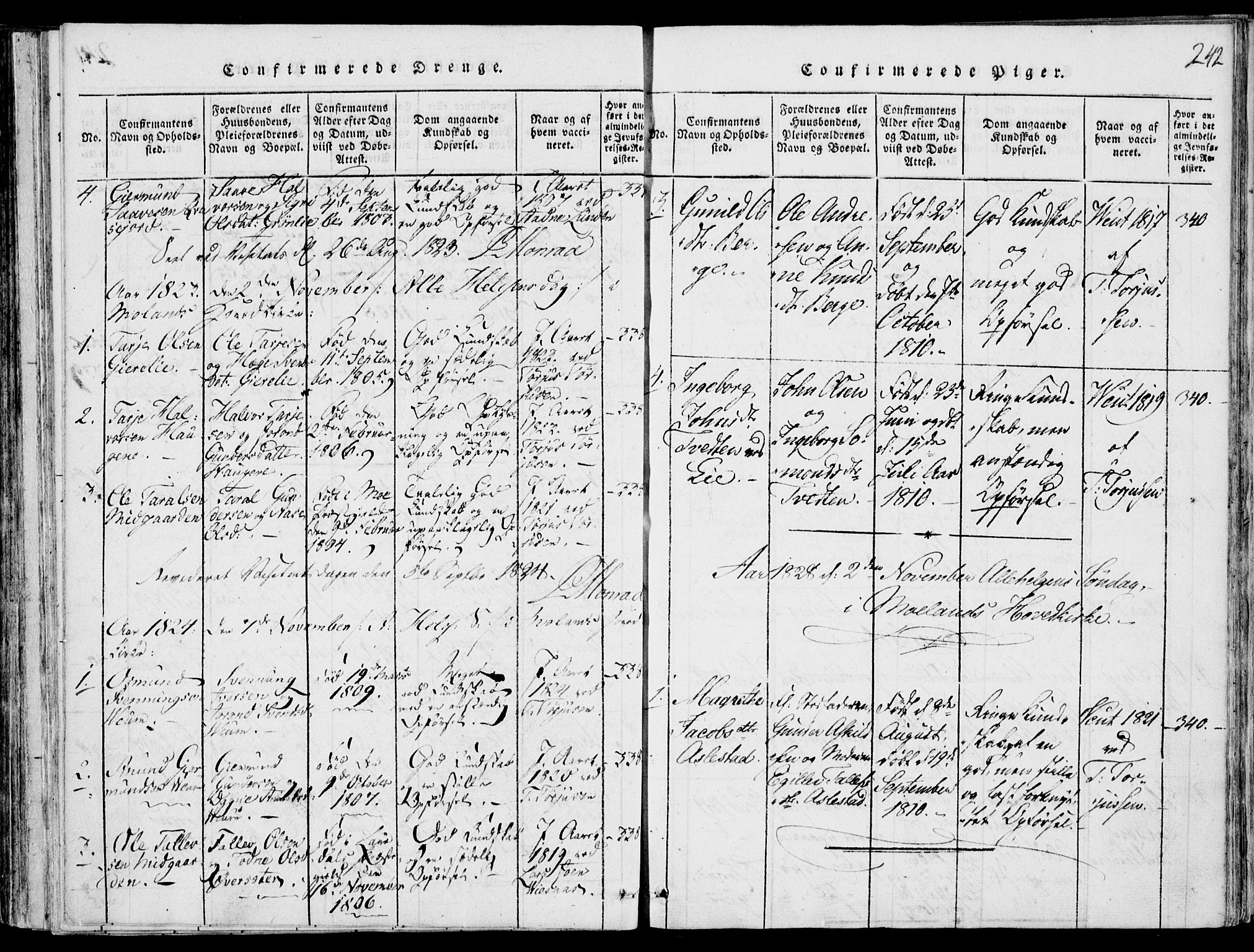 Fyresdal kirkebøker, AV/SAKO-A-263/F/Fb/L0001: Ministerialbok nr. II 1, 1815-1854, s. 242