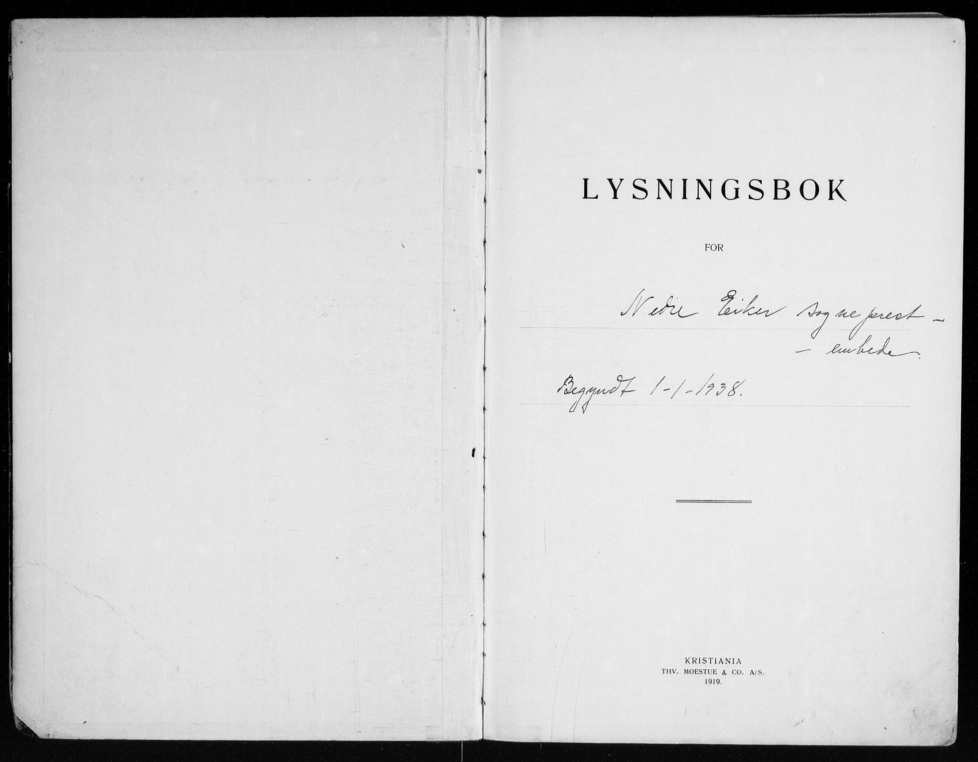 Nedre Eiker kirkebøker, AV/SAKO-A-612/H/Ha/L0002: Lysningsprotokoll nr. 2, 1938-1949