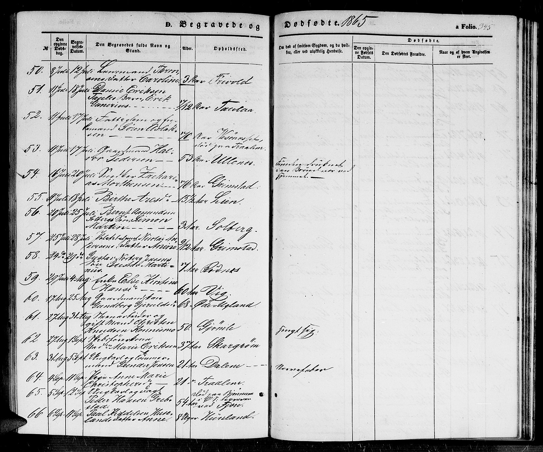 Fjære sokneprestkontor, AV/SAK-1111-0011/F/Fb/L0008: Klokkerbok nr. B 8, 1854-1867, s. 345