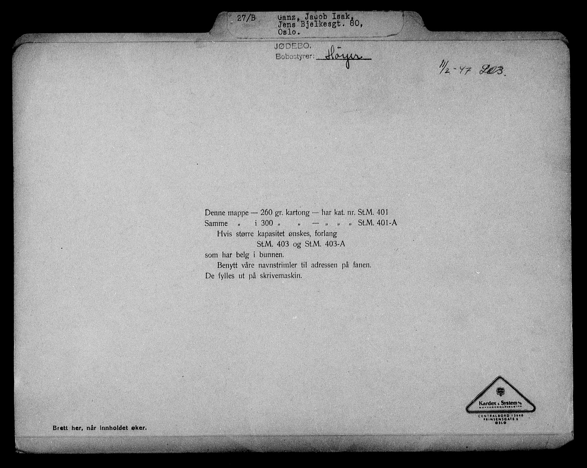 Justisdepartementet, Tilbakeføringskontoret for inndratte formuer, AV/RA-S-1564/H/Hc/Hcc/L0936: --, 1945-1947, s. 764