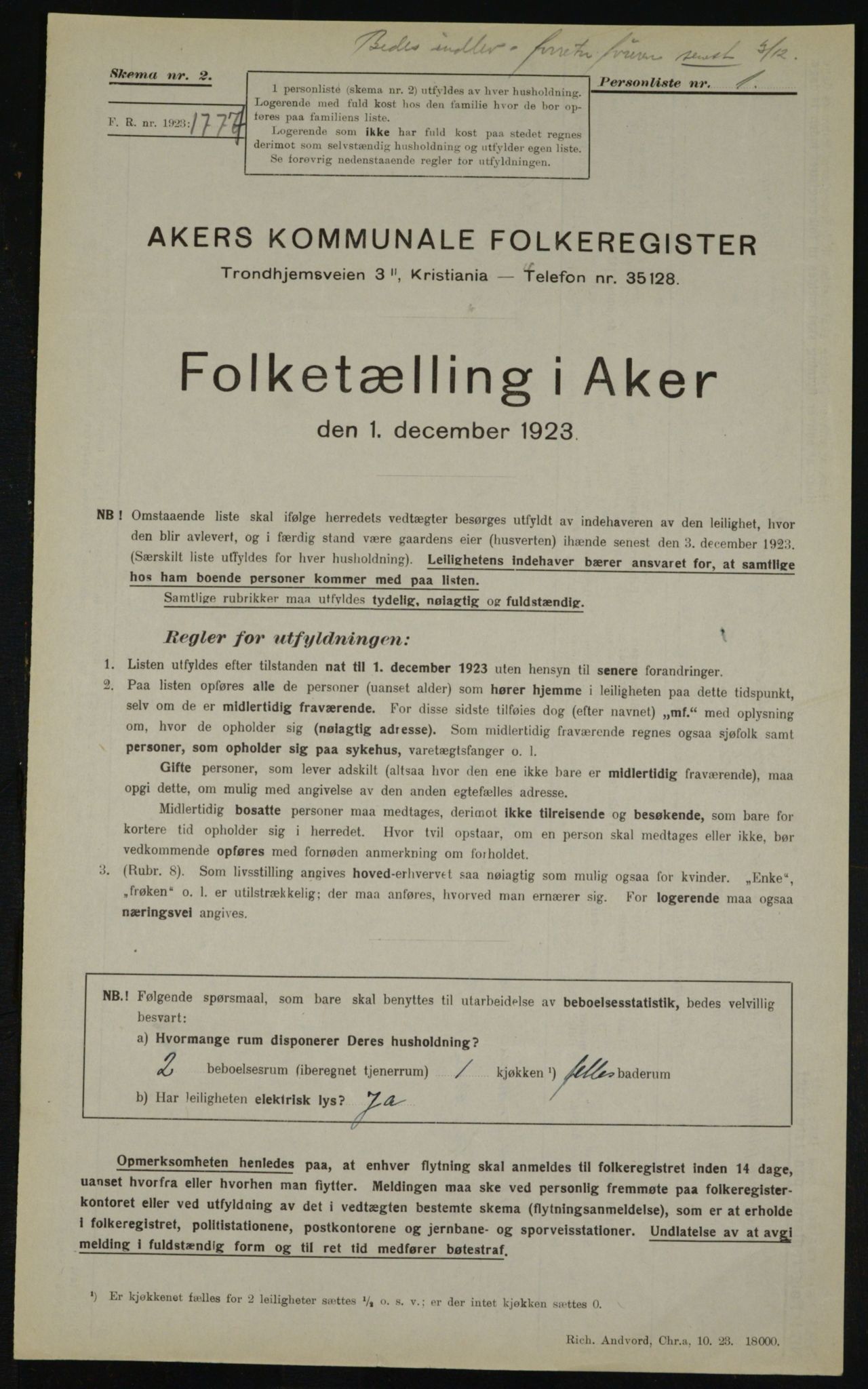 , Kommunal folketelling 1.12.1923 for Aker, 1923, s. 19311