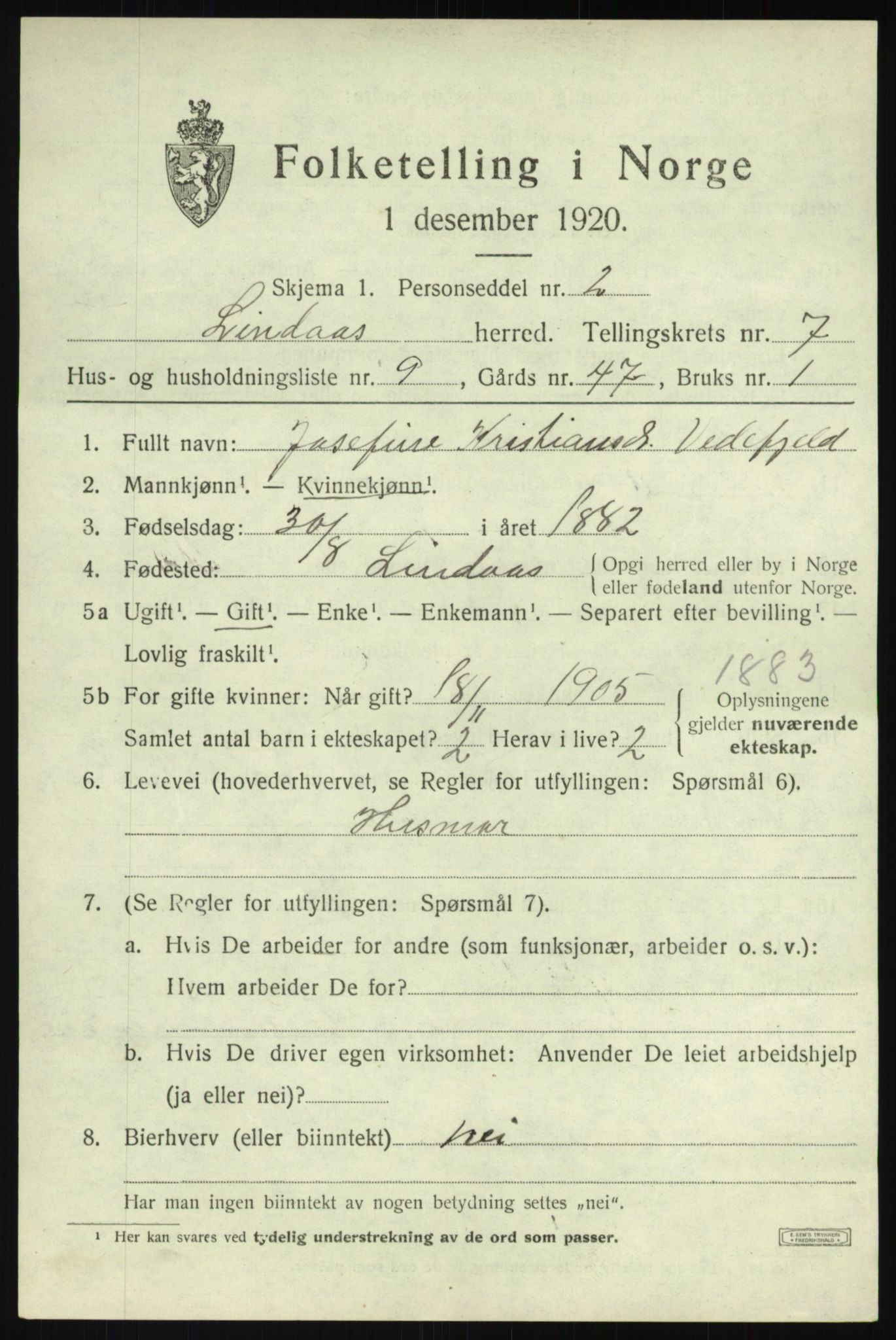 SAB, Folketelling 1920 for 1263 Lindås herred, 1920, s. 4127