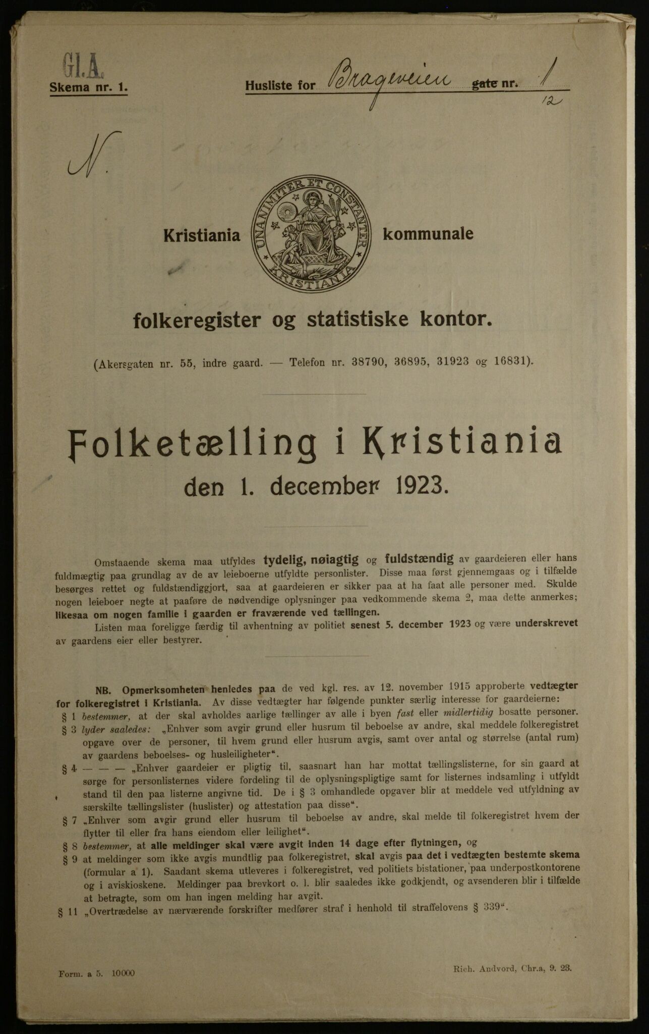 OBA, Kommunal folketelling 1.12.1923 for Kristiania, 1923, s. 9147