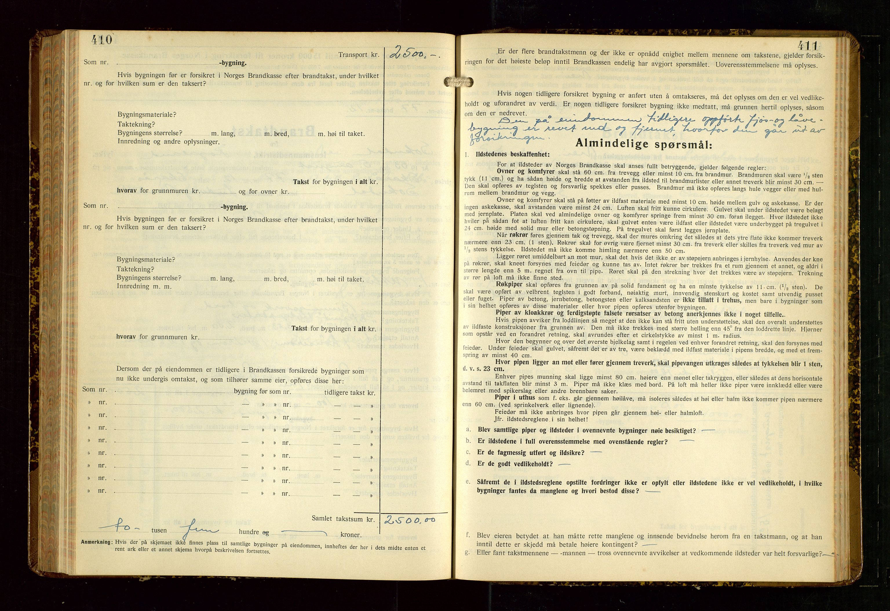 Sokndal lensmannskontor, AV/SAST-A-100417/Gob/L0008: "Brandtakst-Protokoll", 1937-1955, s. 410-411