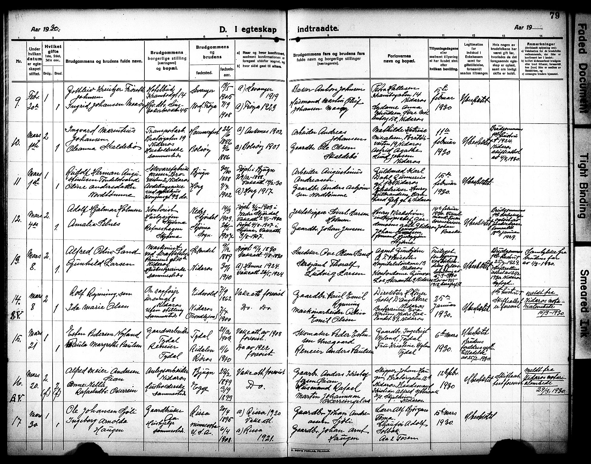 Ministerialprotokoller, klokkerbøker og fødselsregistre - Sør-Trøndelag, SAT/A-1456/602/L0149: Klokkerbok nr. 602C17, 1919-1932, s. 79