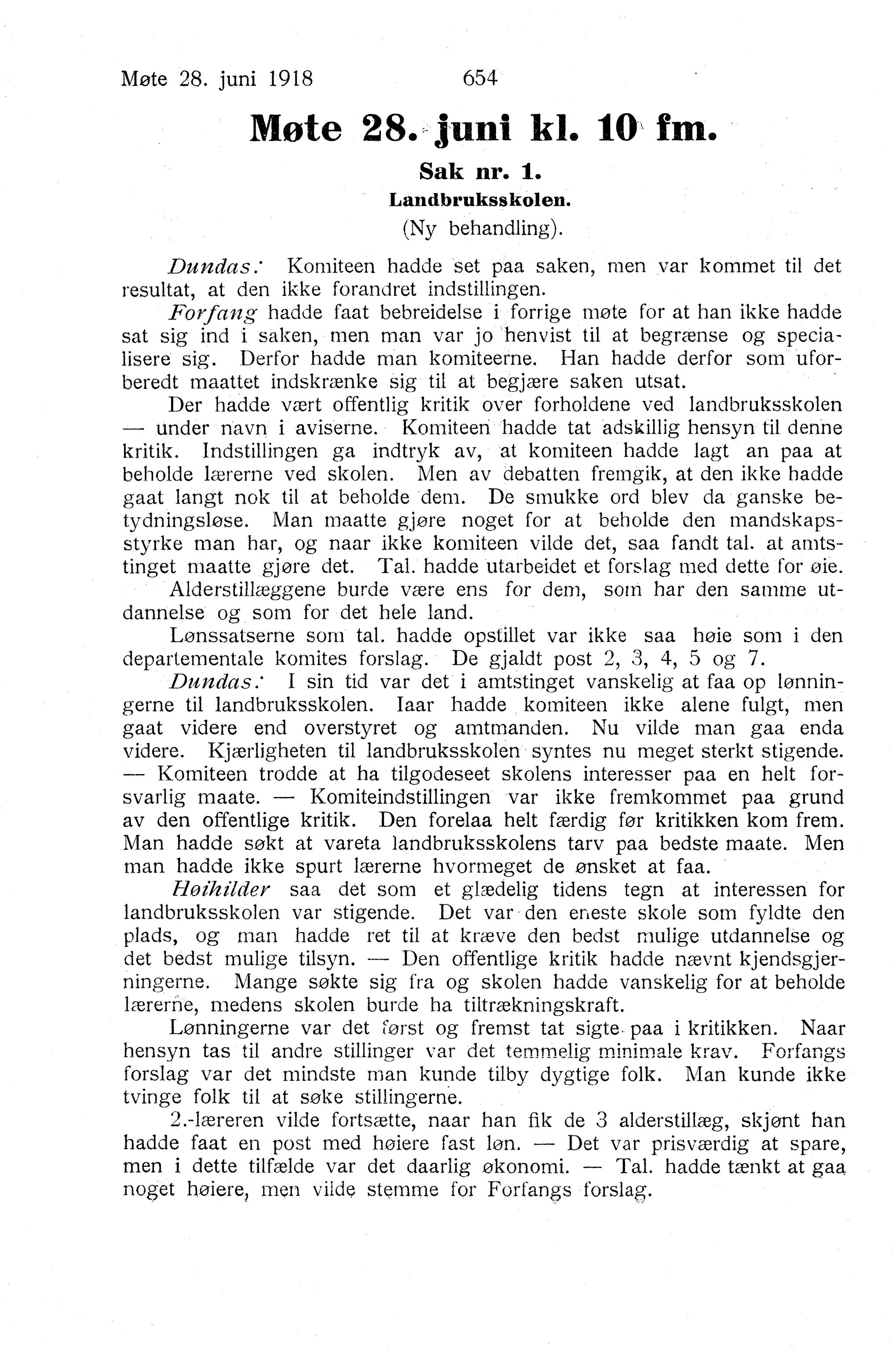 Nordland Fylkeskommune. Fylkestinget, AIN/NFK-17/176/A/Ac/L0041: Fylkestingsforhandlinger 1918, 1918, s. 654