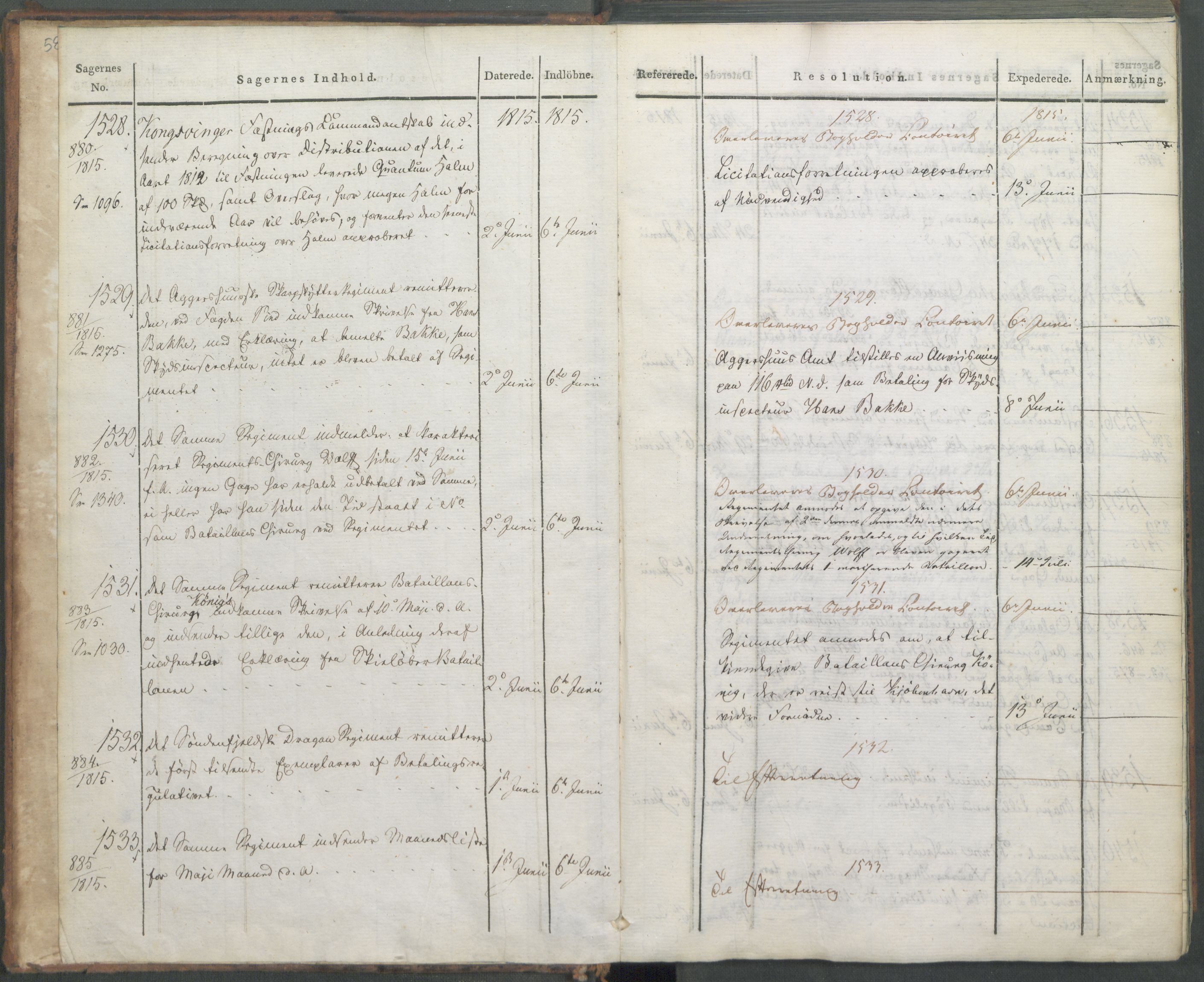 Armédepartementet, AV/RA-RAFA-3493/C/Ca/L0005: 6. Departements Journal, 1815