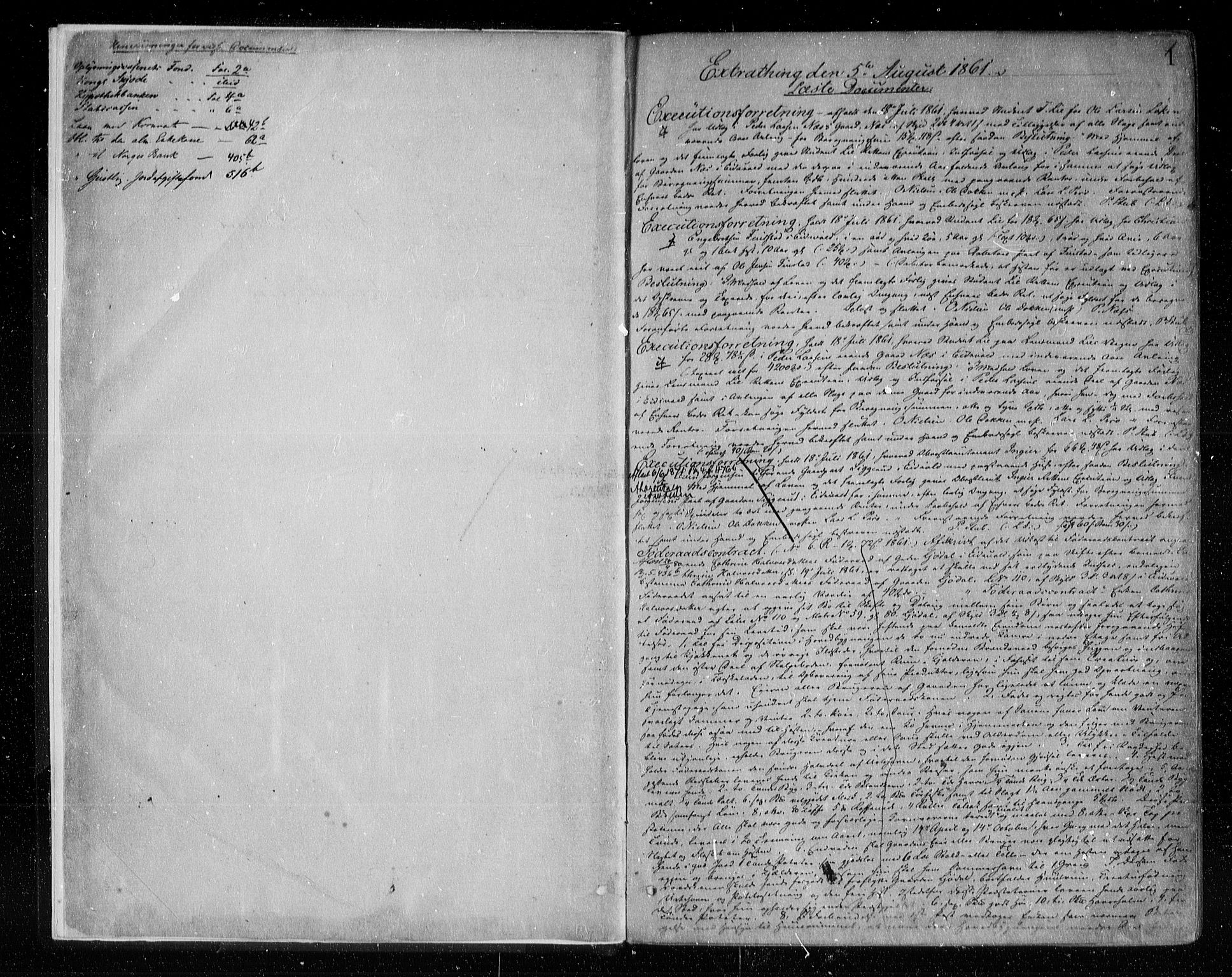 Eidsvoll tingrett, AV/SAO-A-10371/G/Gb/Gba/L0003a: Pantebok nr. 3a, 1861-1864, s. 1