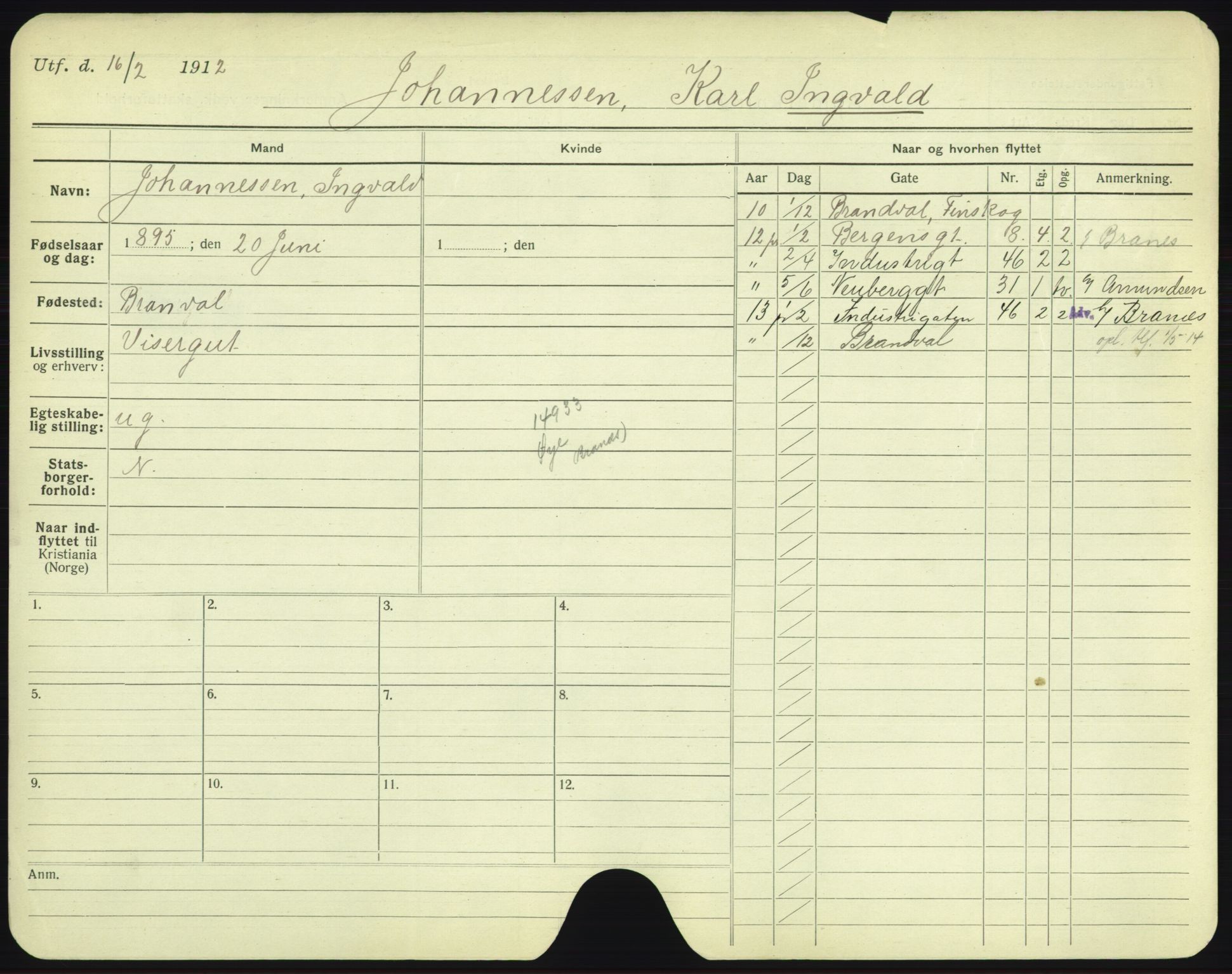 Oslo folkeregister, Registerkort, SAO/A-11715/F/Fa/Fac/L0005: Menn, 1906-1914, s. 551a