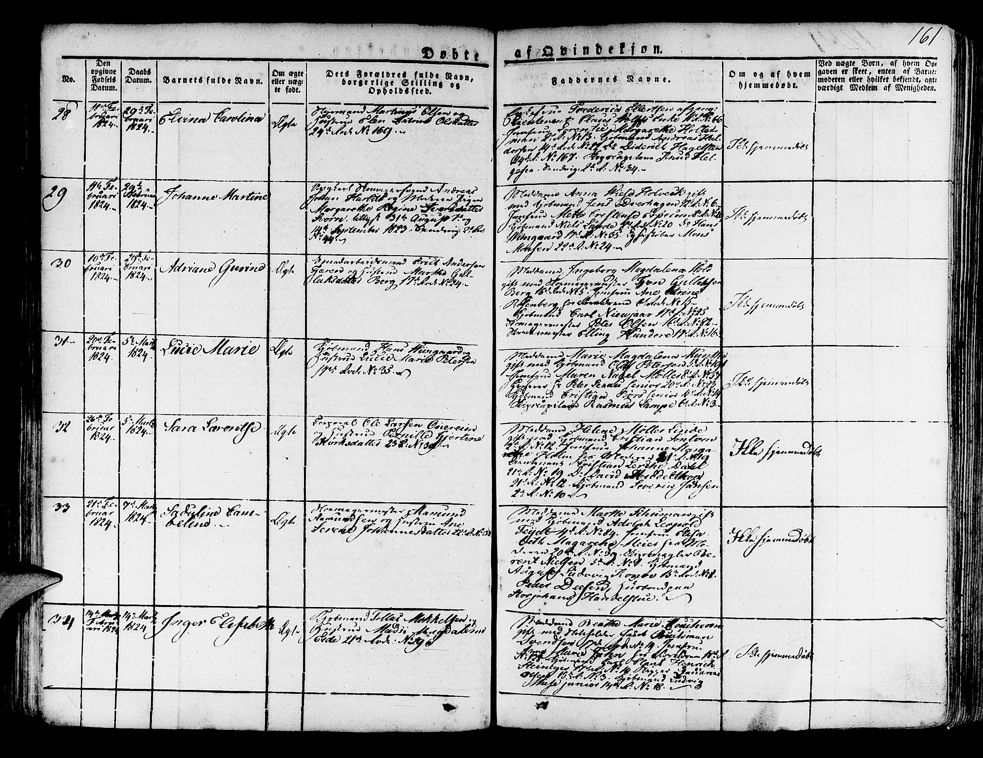 Korskirken sokneprestembete, AV/SAB-A-76101/H/Haa/L0014: Ministerialbok nr. A 14, 1823-1835, s. 161