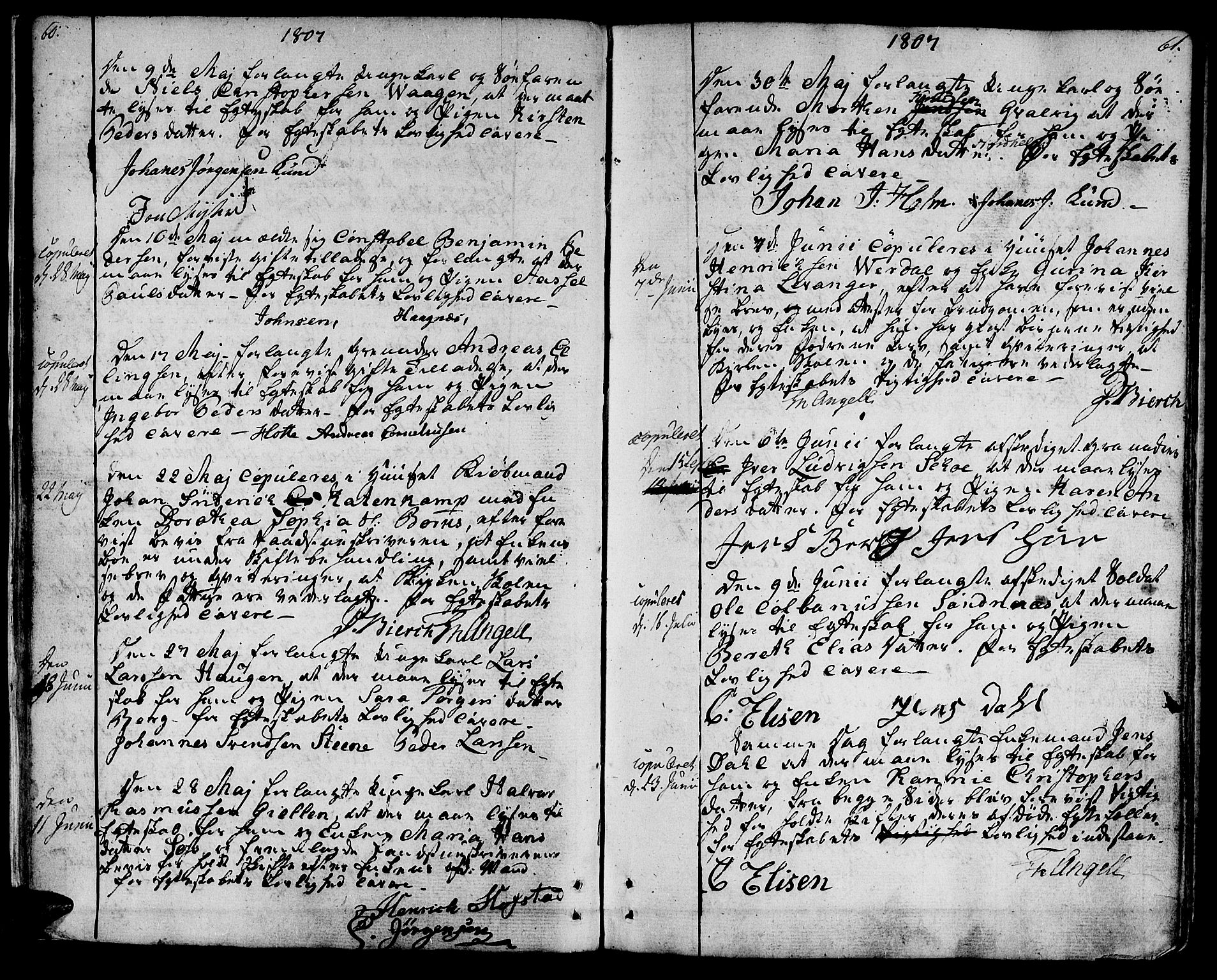 Ministerialprotokoller, klokkerbøker og fødselsregistre - Sør-Trøndelag, SAT/A-1456/601/L0042: Ministerialbok nr. 601A10, 1802-1830, s. 60-61