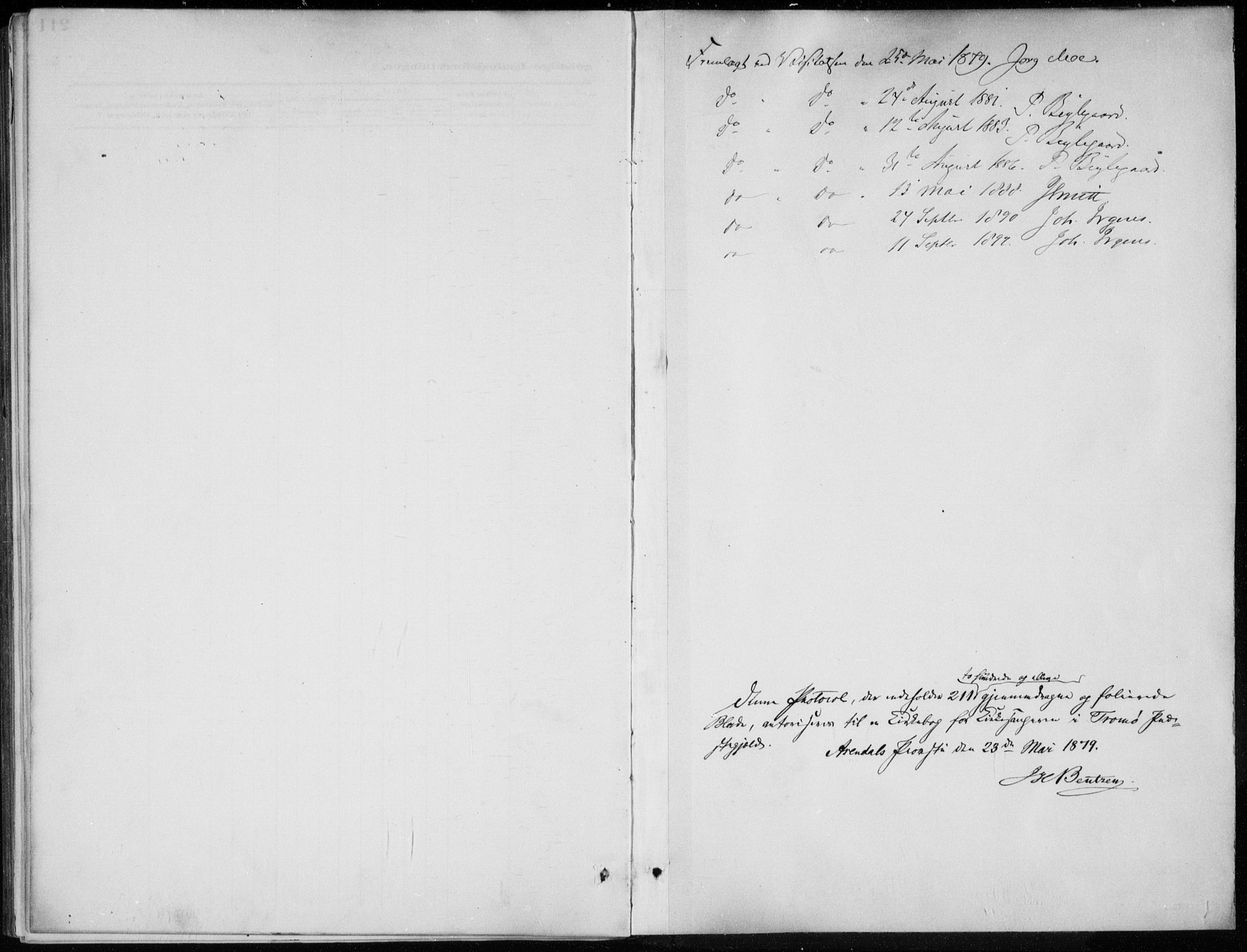 Tromøy sokneprestkontor, AV/SAK-1111-0041/F/Fb/L0005: Klokkerbok nr. B 5, 1877-1891
