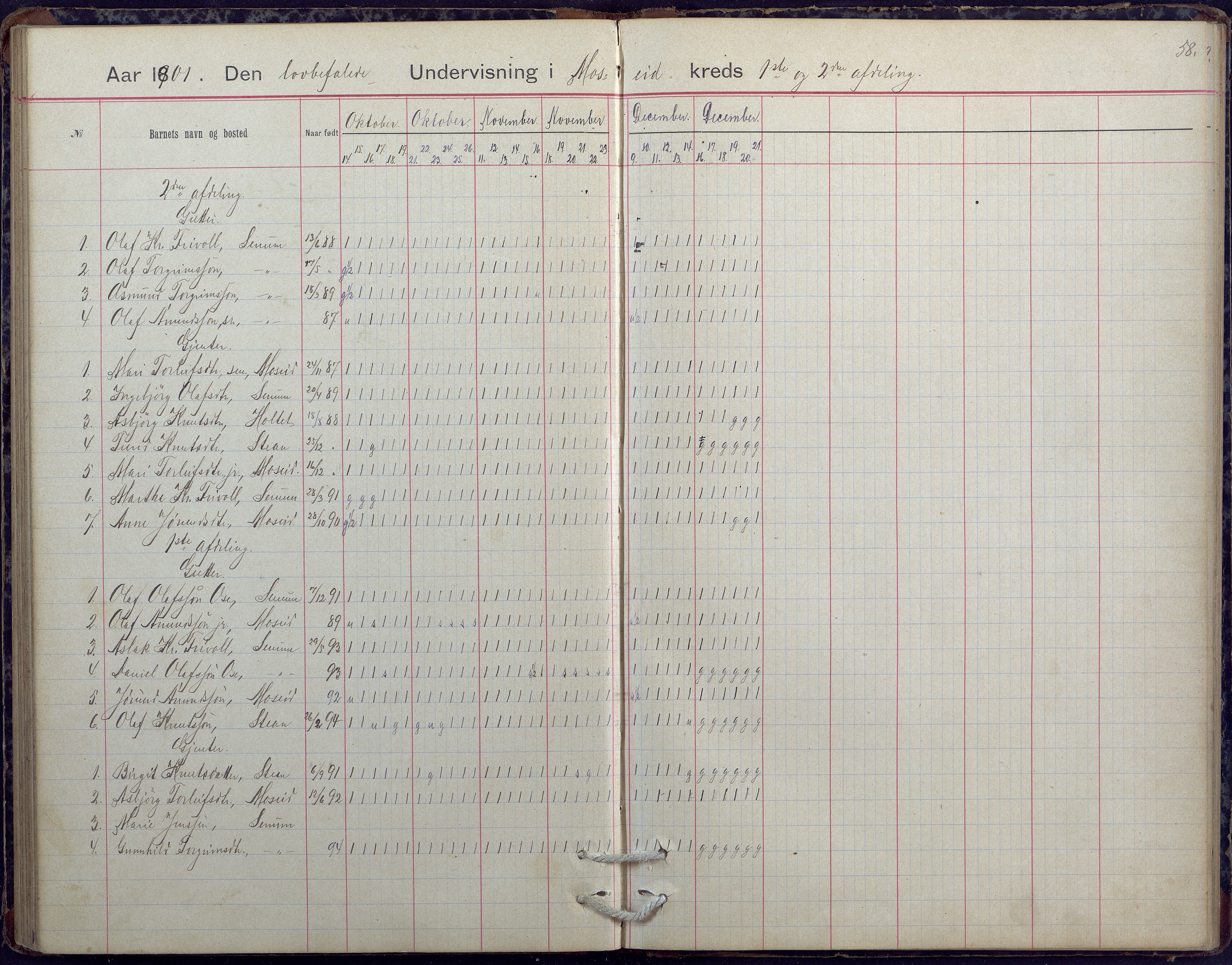 Hornnes kommune, Moi, Moseid, Kjetså skolekretser, AAKS/KA0936-550e/F1/L0005: Dagbok. Moseid, Moi, 1892-1908, s. 58