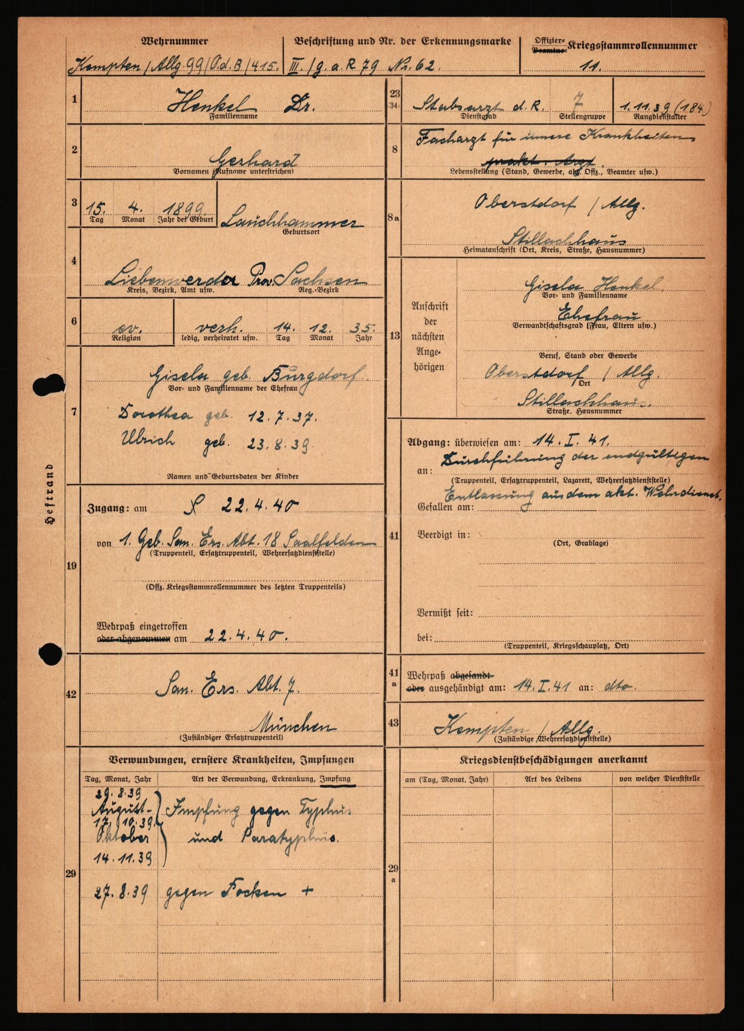 Forsvarets Overkommando. 2 kontor. Arkiv 11.4. Spredte tyske arkivsaker, AV/RA-RAFA-7031/D/Dar/Dara/L0018: Personalbøker, 1940-1945, s. 645