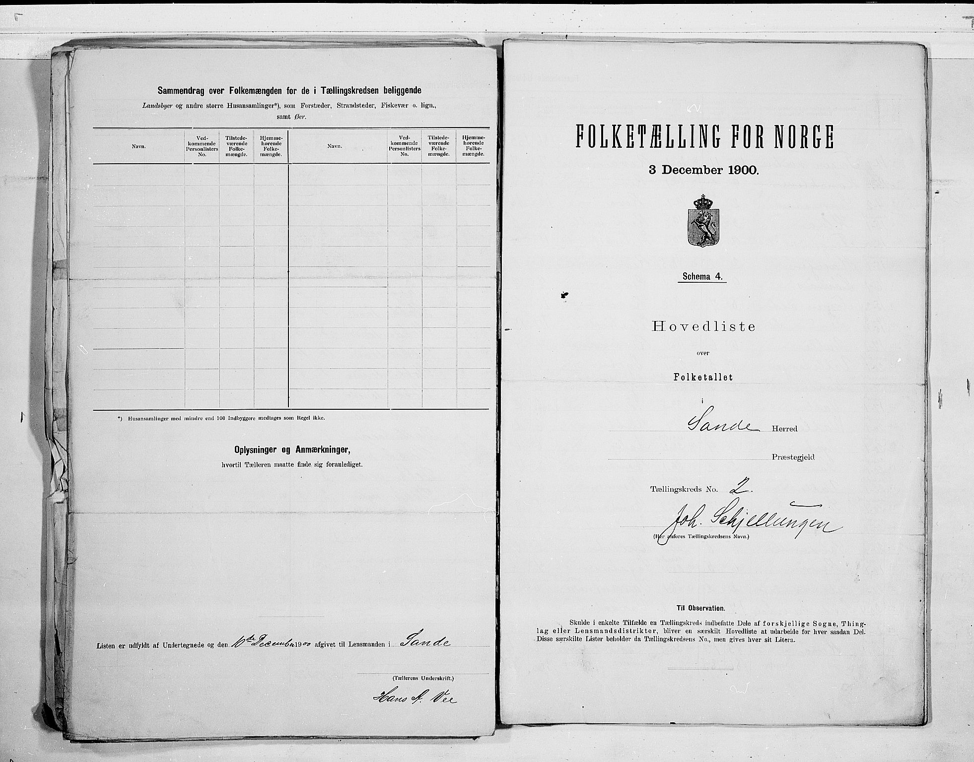 RA, Folketelling 1900 for 0713 Sande herred, 1900, s. 6