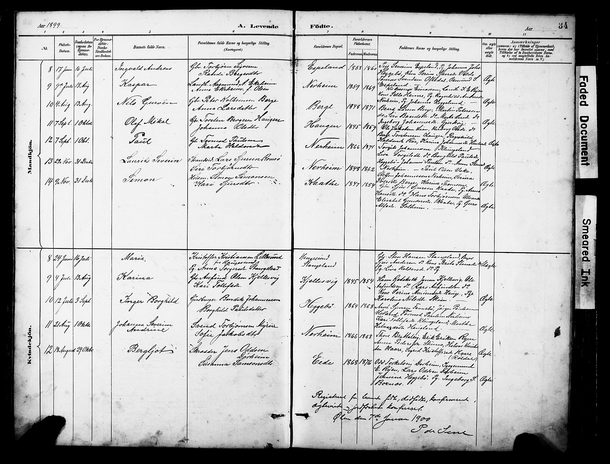 Ølen Sokneprestembete, AV/SAB-A-79201/H/Hab: Klokkerbok nr. A 4, 1888-1930, s. 34