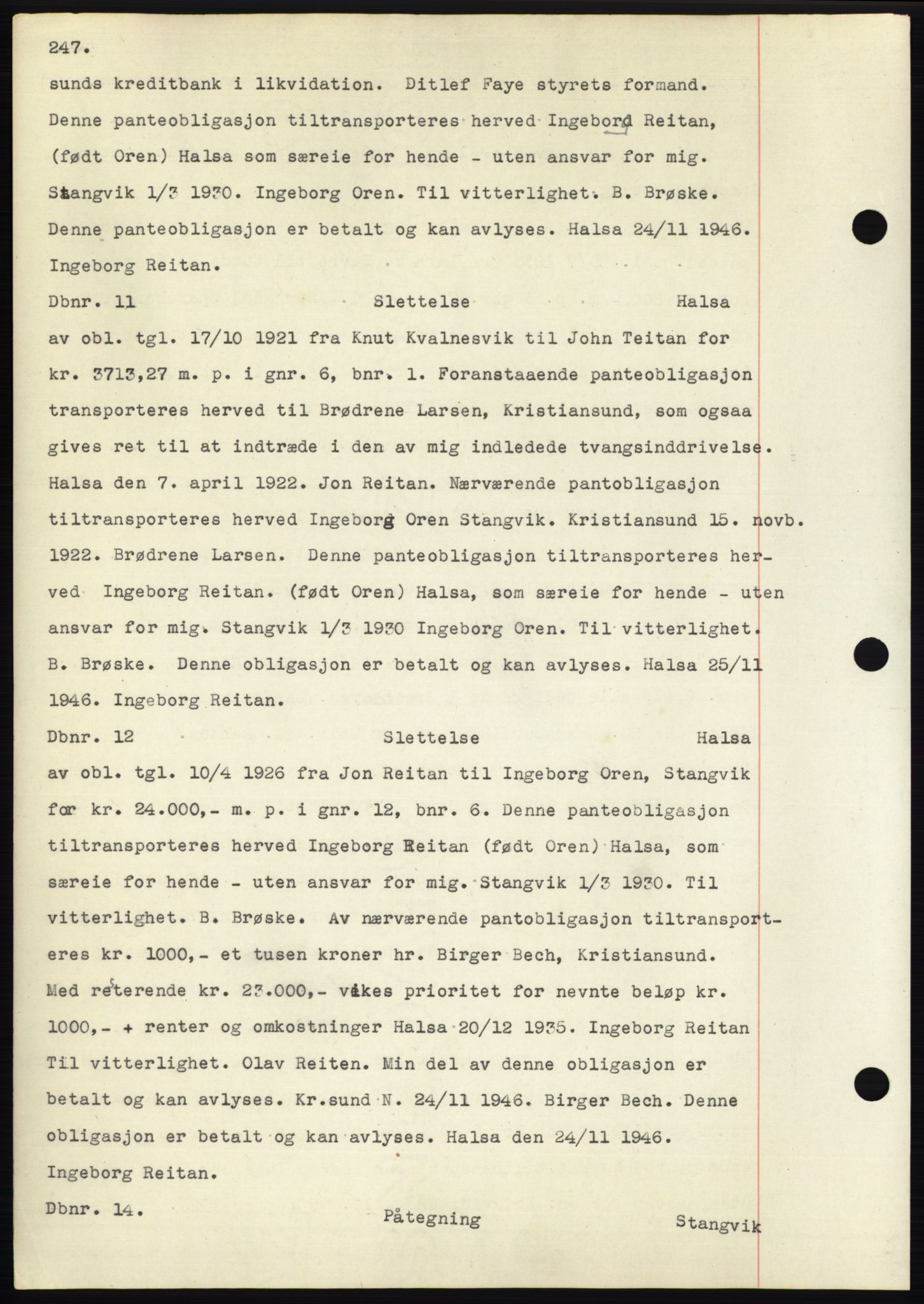 Nordmøre sorenskriveri, SAT/A-4132/1/2/2Ca: Pantebok nr. C82b, 1946-1951, Dagboknr: 11/1947