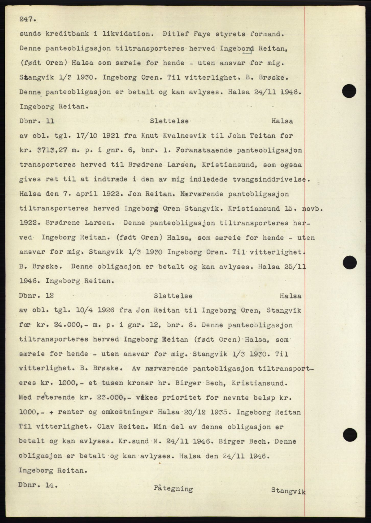 Nordmøre sorenskriveri, AV/SAT-A-4132/1/2/2Ca: Pantebok nr. C82b, 1946-1951, Dagboknr: 11/1947