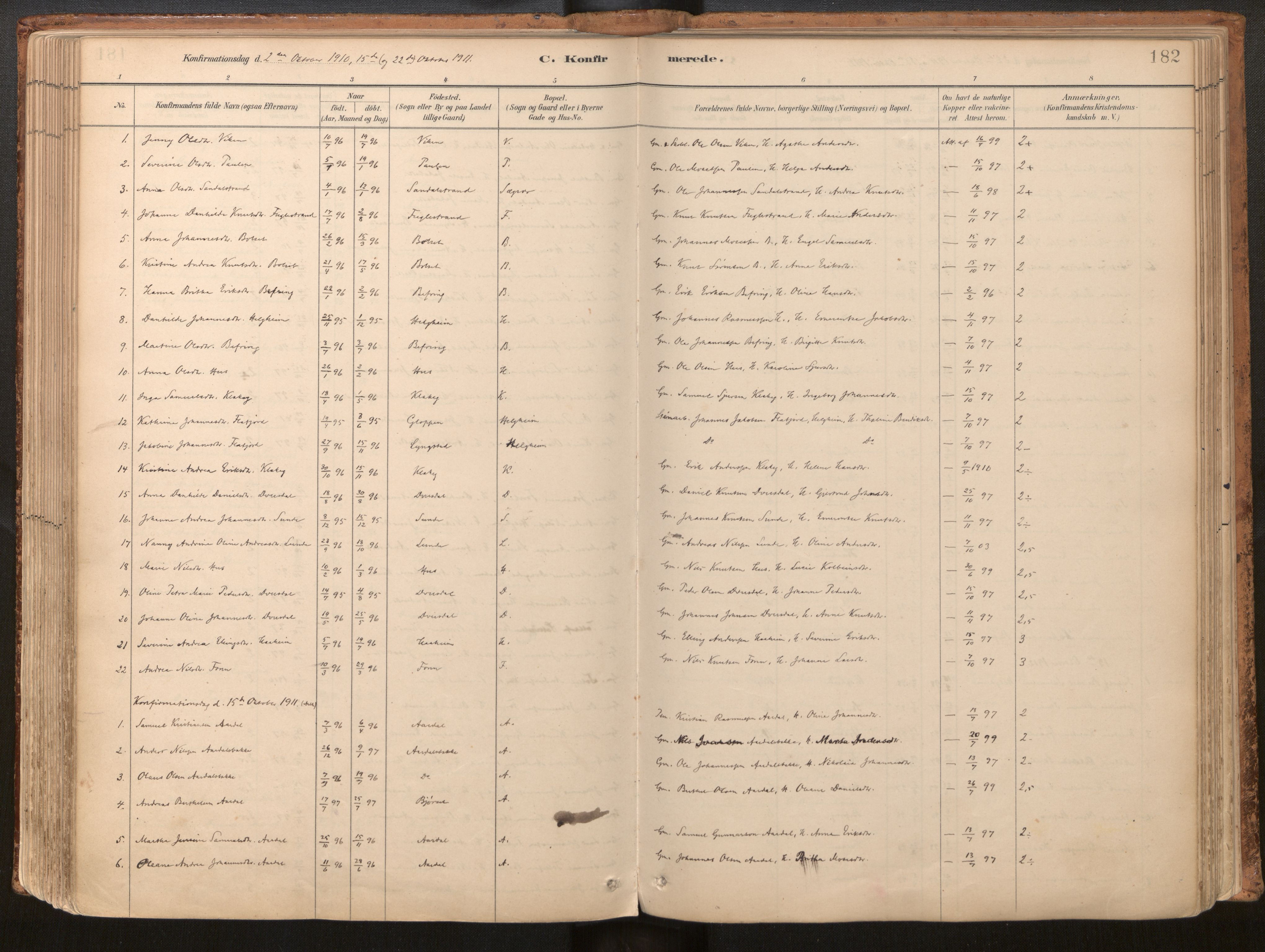 Jølster sokneprestembete, AV/SAB-A-80701/H/Haa/Haac/L0001: Ministerialbok nr. C 1, 1882-1928, s. 182
