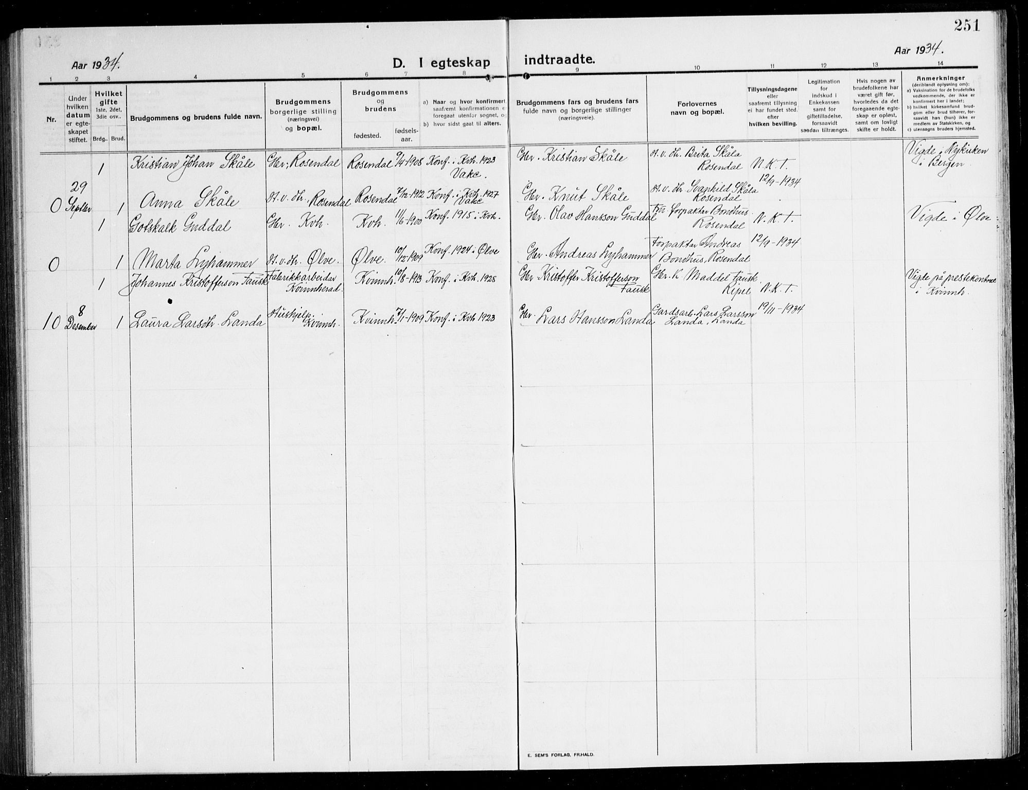 Kvinnherad sokneprestembete, AV/SAB-A-76401/H/Hab: Klokkerbok nr. A 3, 1911-1945, s. 251