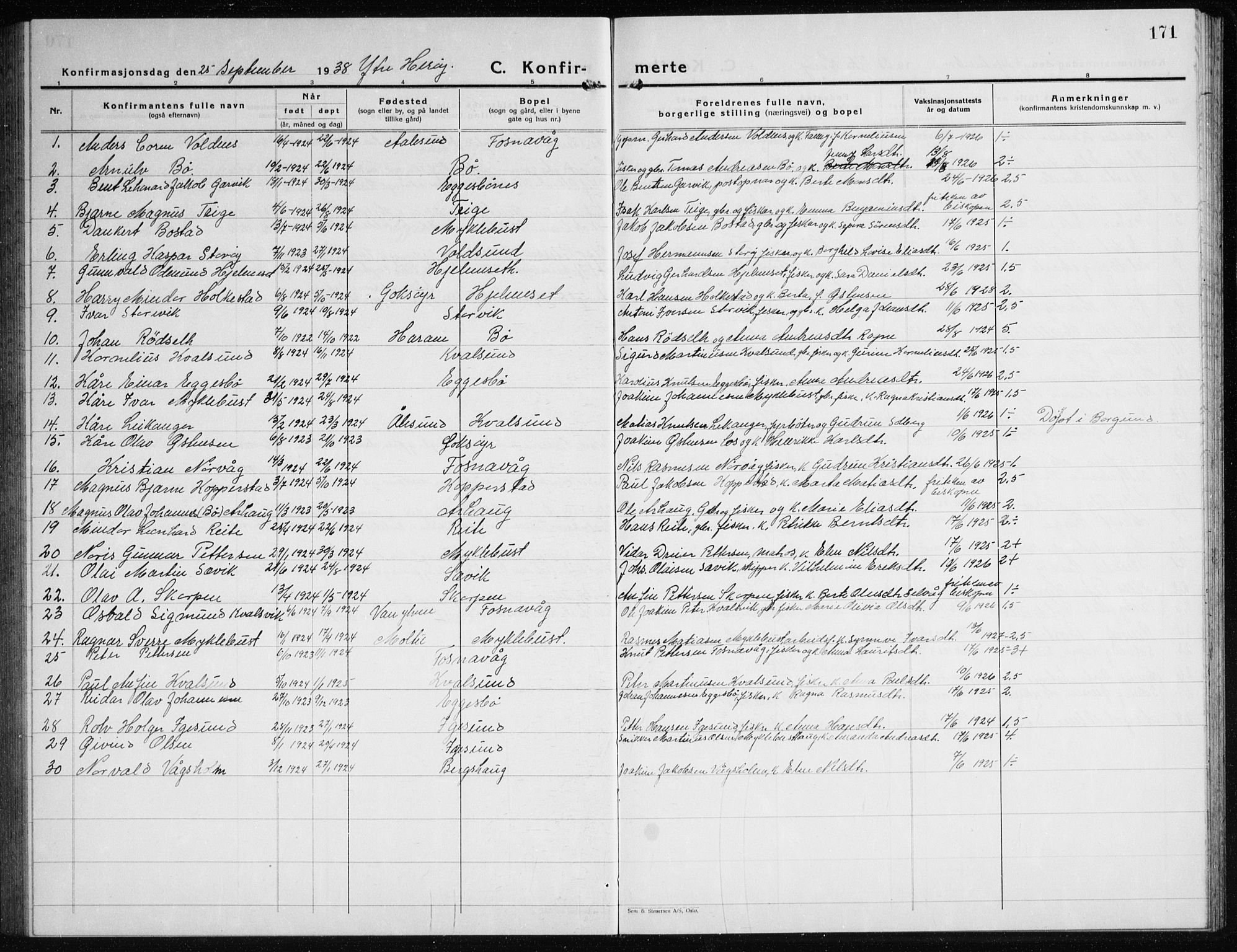 Ministerialprotokoller, klokkerbøker og fødselsregistre - Møre og Romsdal, AV/SAT-A-1454/507/L0085: Klokkerbok nr. 507C08, 1933-1944, s. 171