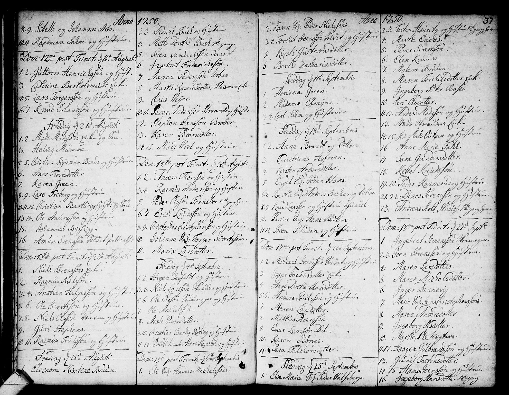 Strømsø kirkebøker, AV/SAKO-A-246/F/Fa/L0008: Ministerialbok nr. I 8, 1748-1774, s. 37