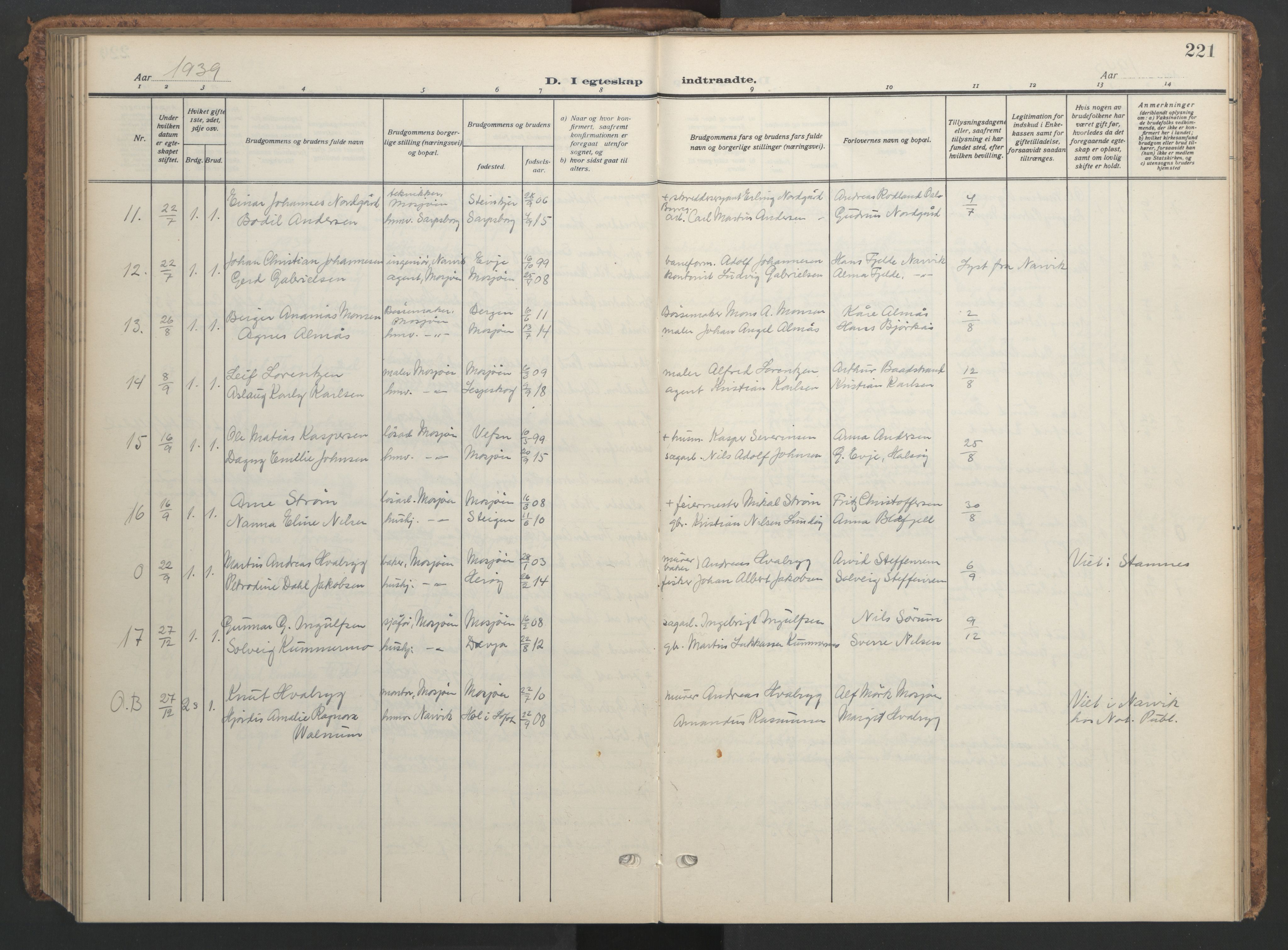 Ministerialprotokoller, klokkerbøker og fødselsregistre - Nordland, AV/SAT-A-1459/820/L0303: Klokkerbok nr. 820C05, 1917-1952, s. 221