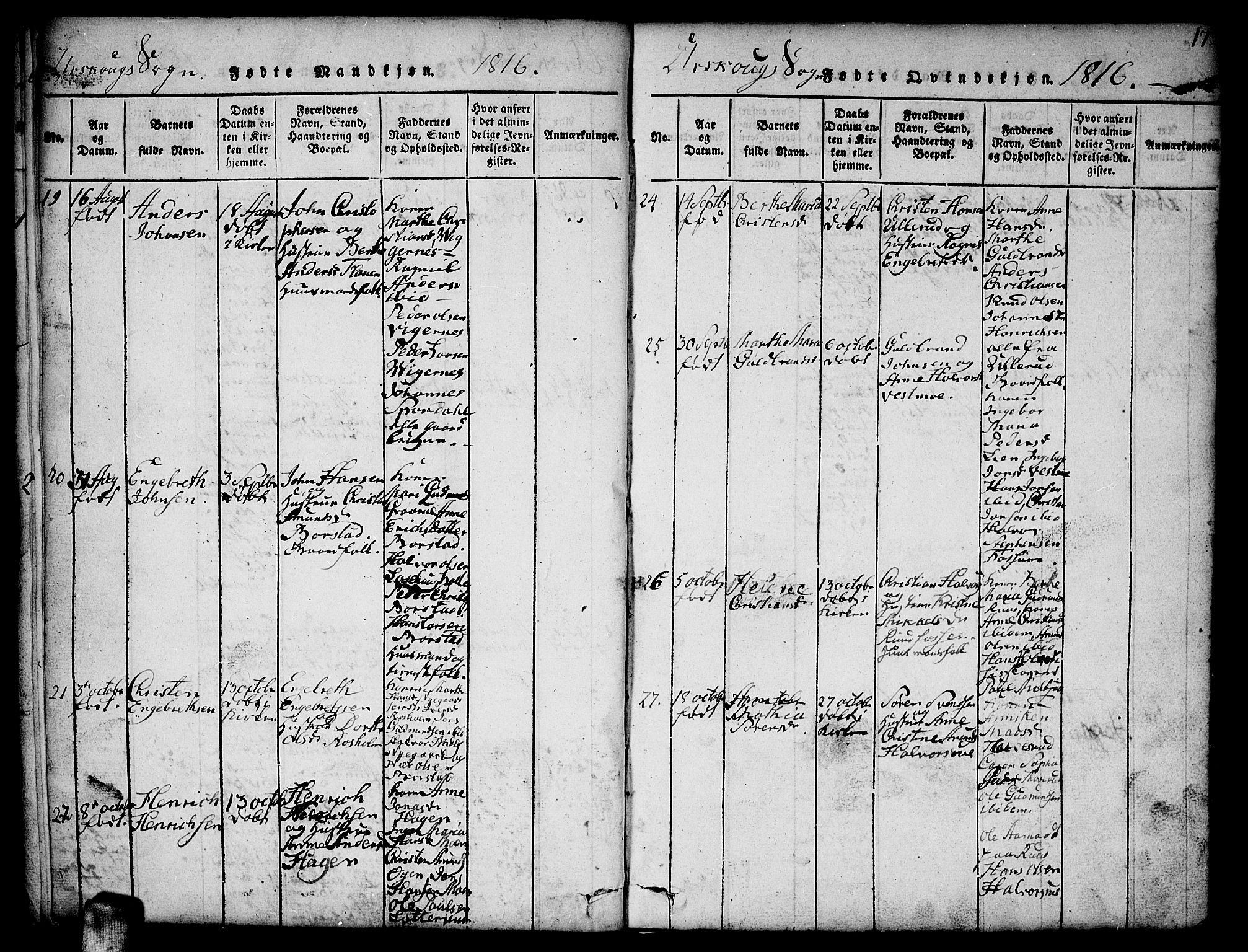 Aurskog prestekontor Kirkebøker, AV/SAO-A-10304a/F/Fa/L0005: Ministerialbok nr. I 5, 1814-1829, s. 17