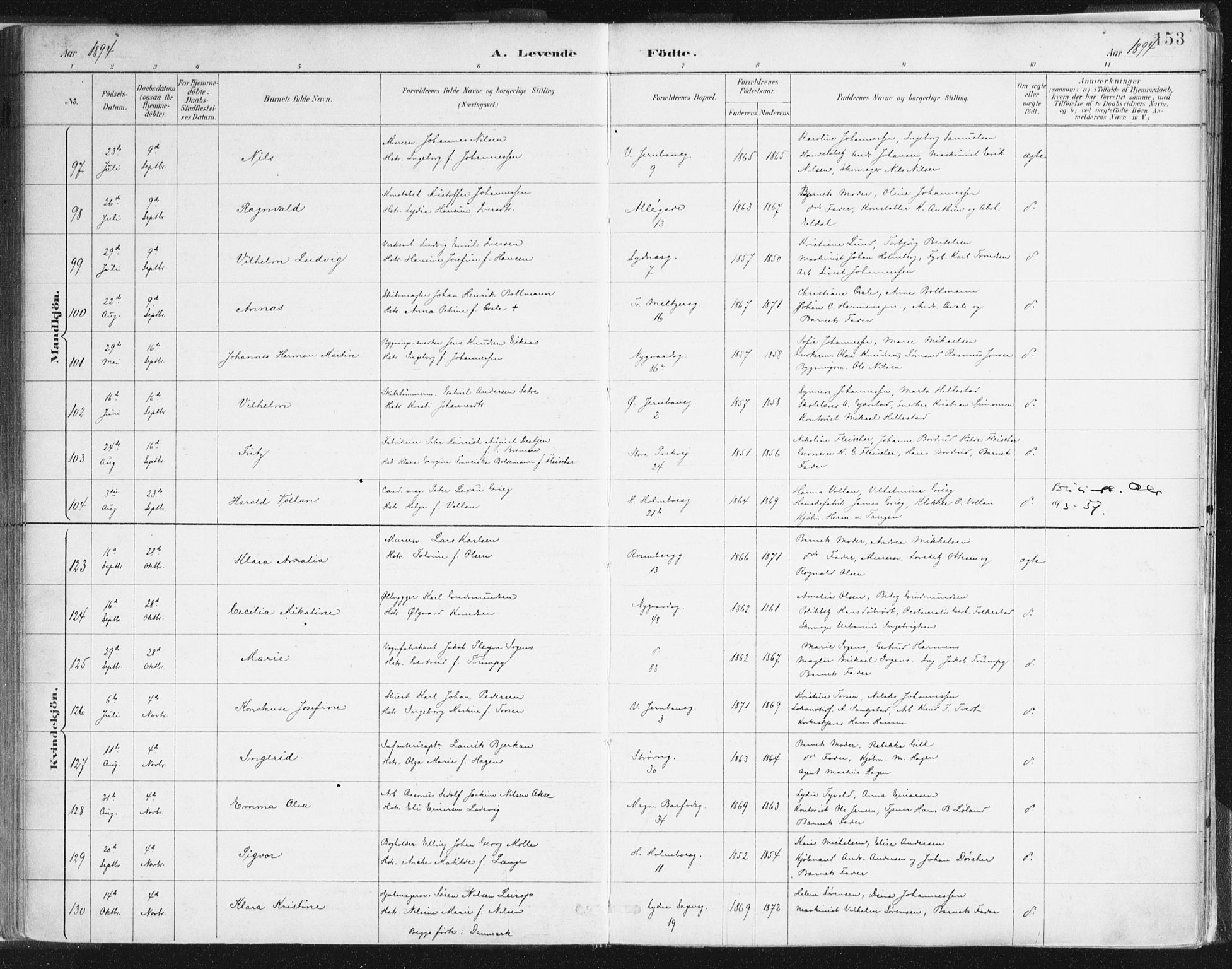 Johanneskirken sokneprestembete, SAB/A-76001/H/Haa/L0001: Ministerialbok nr. A 1, 1885-1900, s. 153