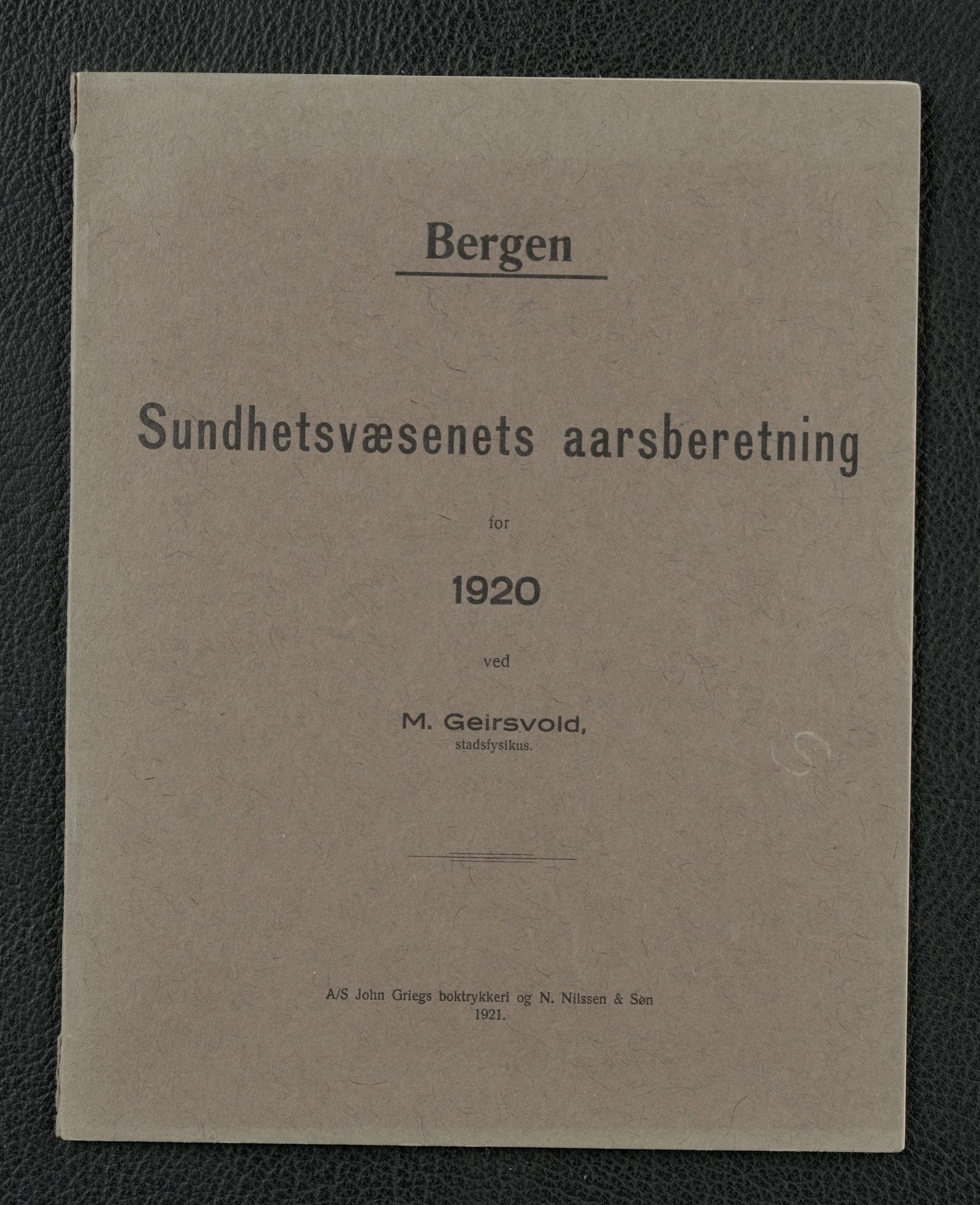 Bergen kommune, Sunnhetsvesen (Bergen helseråd), BBA/A-2617/X/Xa/L0013: Årsmelding, 1920