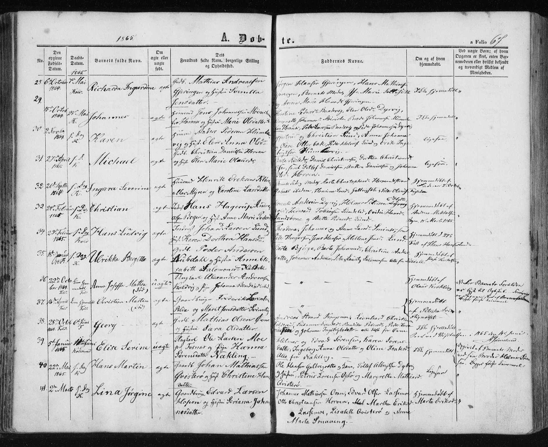 Ministerialprotokoller, klokkerbøker og fødselsregistre - Nord-Trøndelag, SAT/A-1458/780/L0641: Ministerialbok nr. 780A06, 1857-1874, s. 67