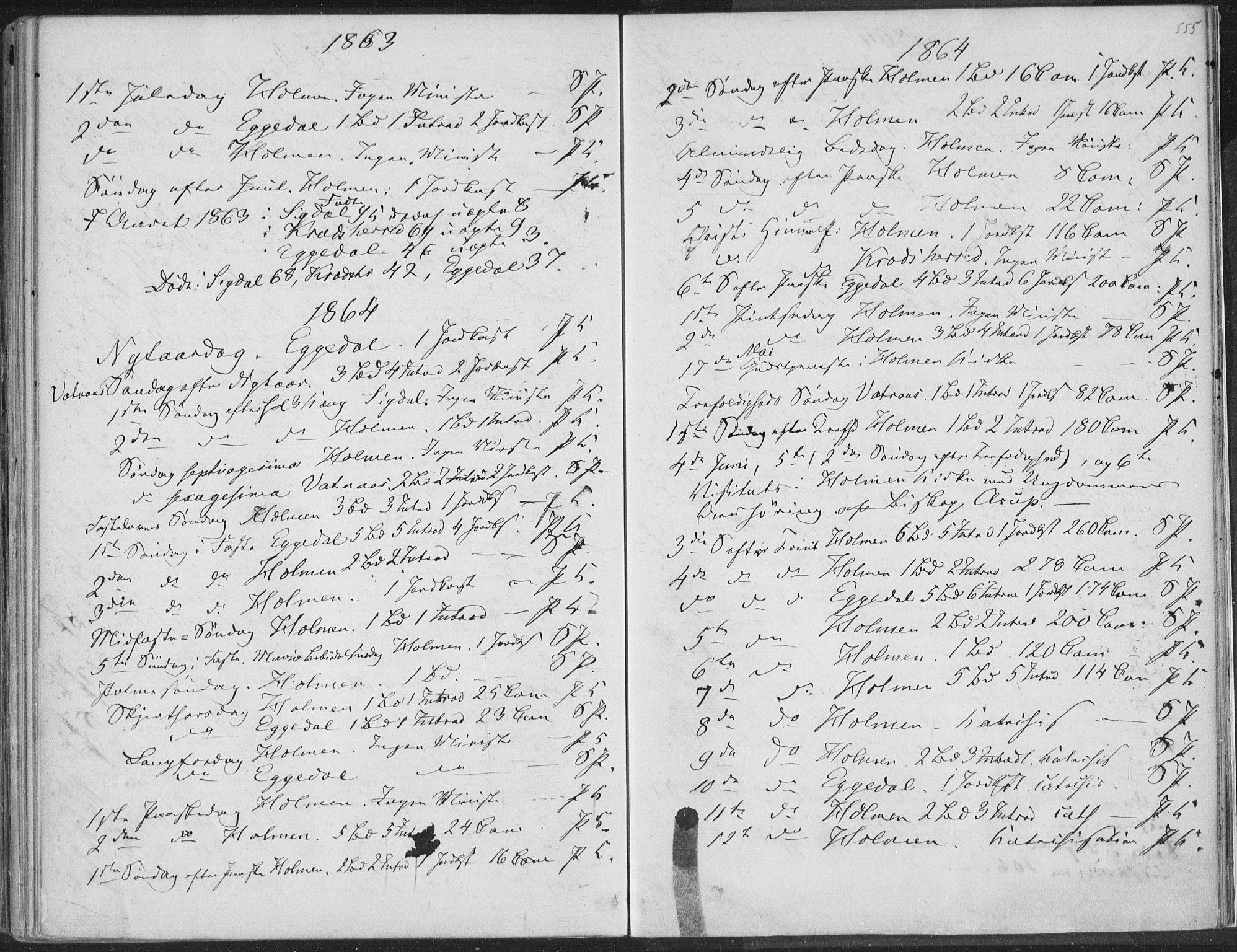 Sigdal kirkebøker, AV/SAKO-A-245/F/Fa/L0009b: Ministerialbok nr. I 9B, 1860-1871, s. 555