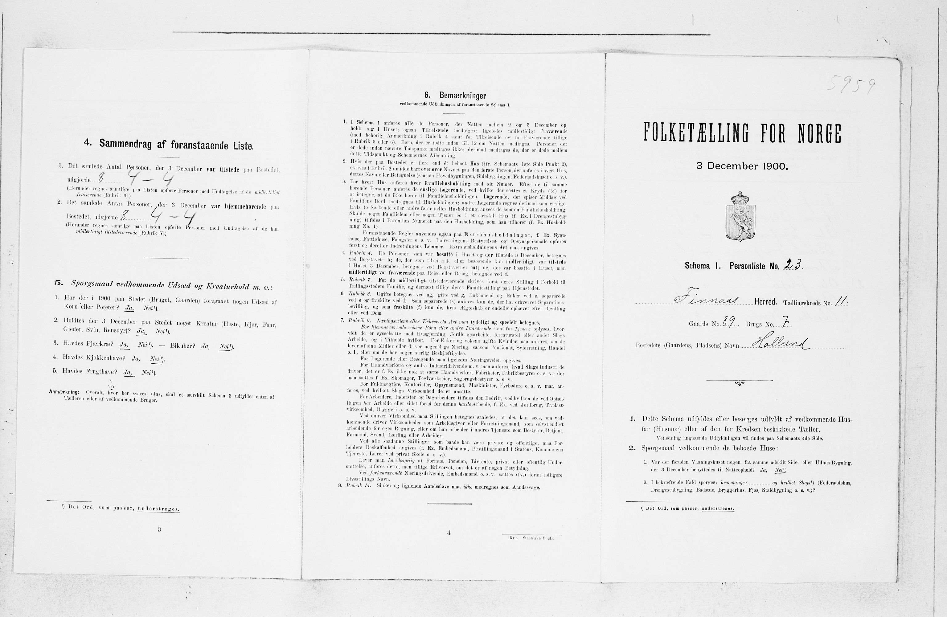 SAB, Folketelling 1900 for 1218 Finnås herred, 1900, s. 1229