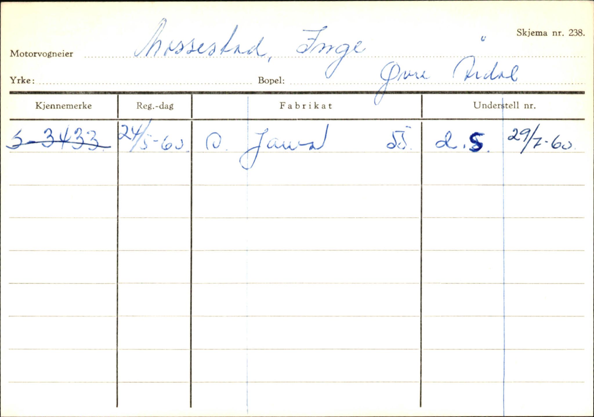 Statens vegvesen, Sogn og Fjordane vegkontor, SAB/A-5301/4/F/L0145: Registerkort Vågsøy S-Å. Årdal I-P, 1945-1975, s. 1852