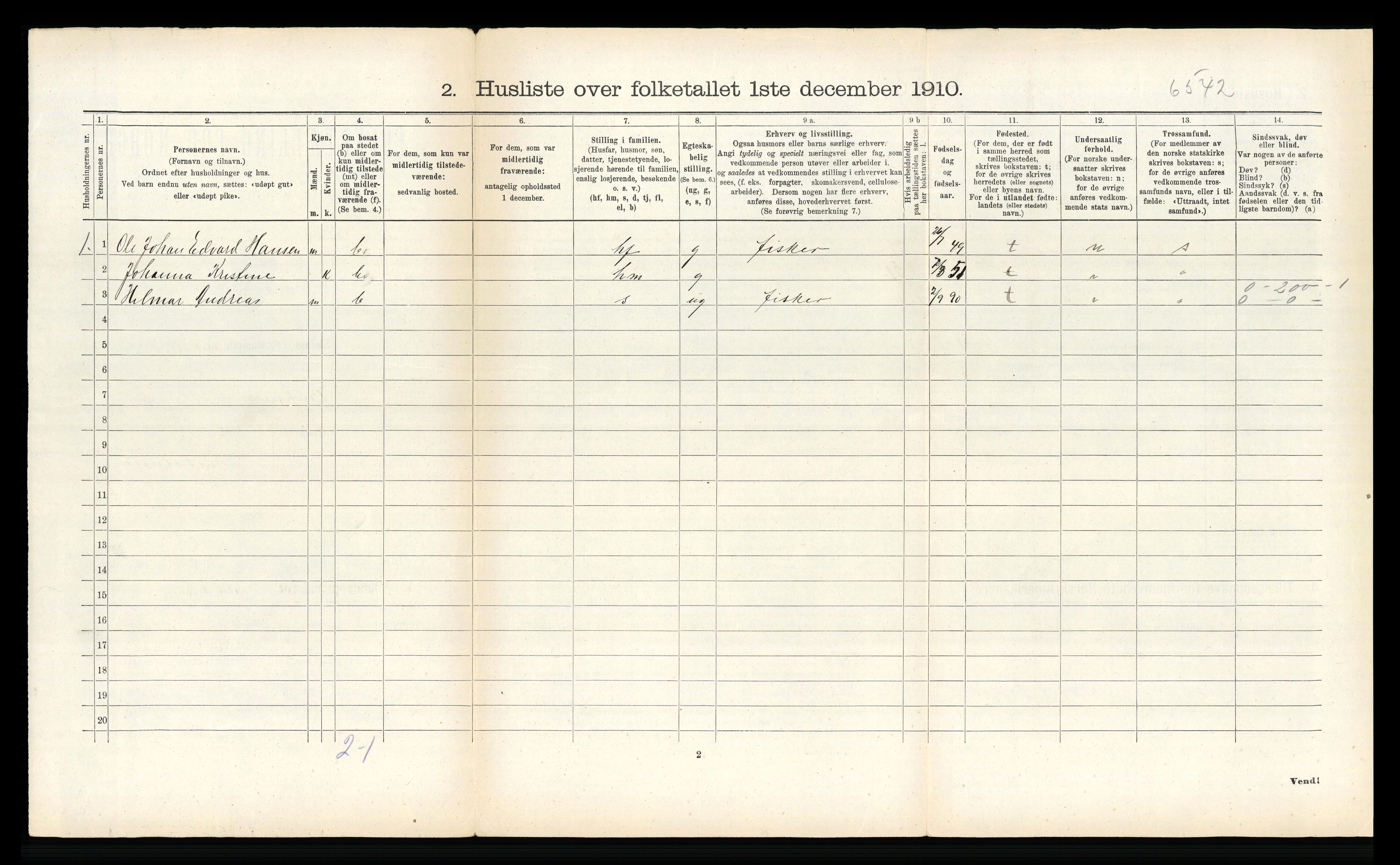 RA, Folketelling 1910 for 1860 Buksnes herred, 1910, s. 1587