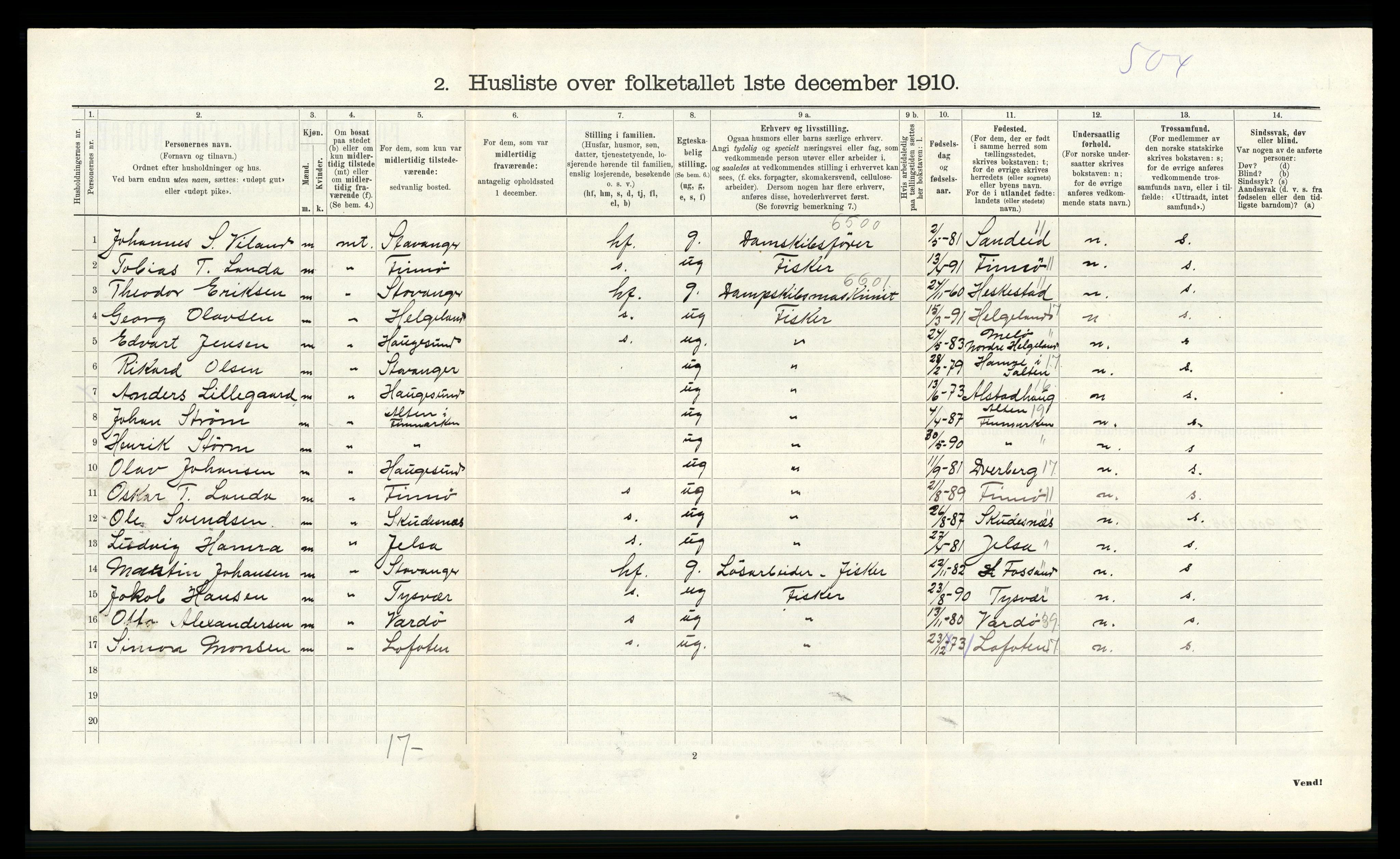 RA, Folketelling 1910 for 1132 Fister herred, 1910, s. 209