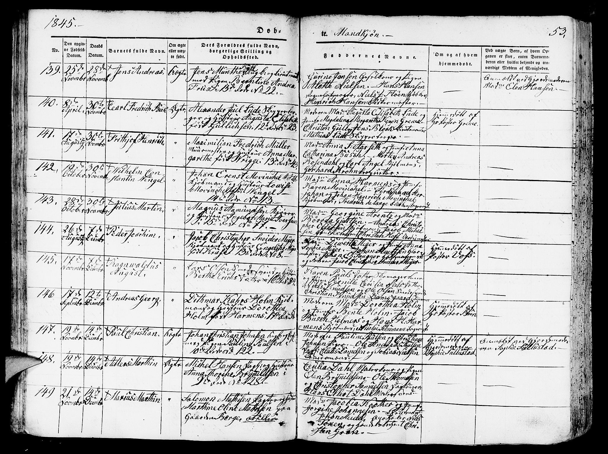 Domkirken sokneprestembete, AV/SAB-A-74801/H/Hab/L0009: Klokkerbok nr. B 2, 1842-1849, s. 53