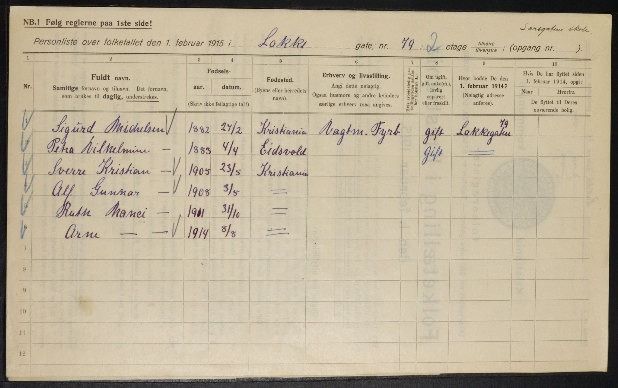 OBA, Kommunal folketelling 1.2.1915 for Kristiania, 1915, s. 55776