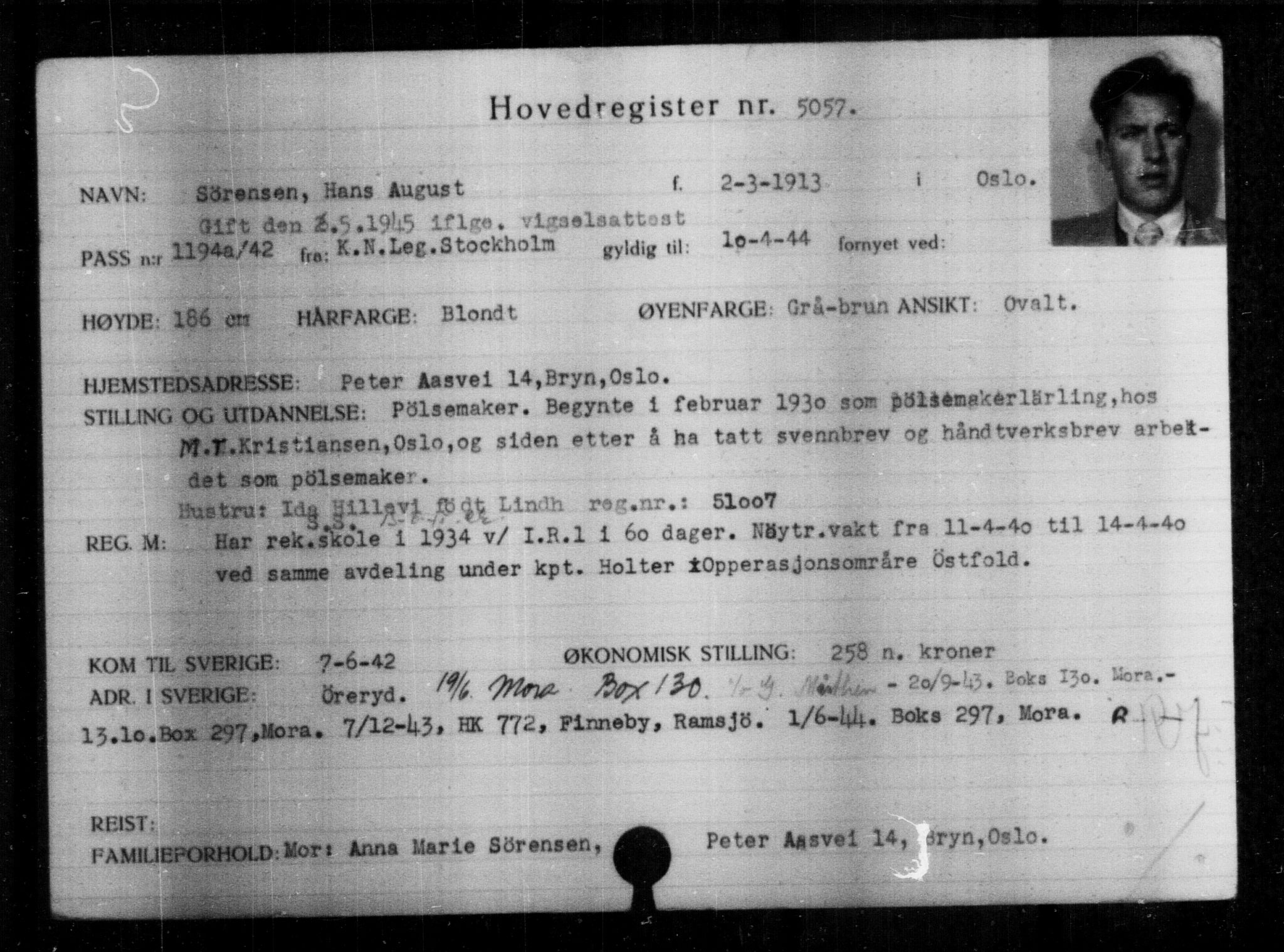Utenriksstasjonene, Legasjonen i Stockholm, Flyktningkontoret, AV/RA-S-6753/V/Va/L0004: Kjesäterkartoteket, flyktninger med registreringsnr. 3496-6610, 1940-1945, s. 1847
