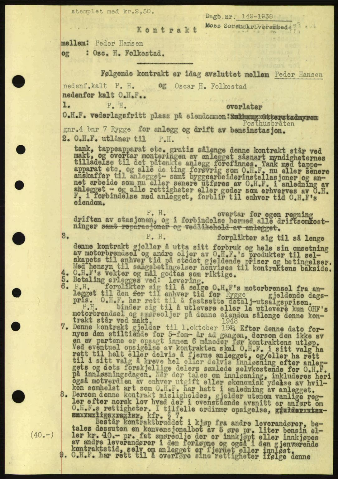 Moss sorenskriveri, SAO/A-10168: Pantebok nr. B4, 1937-1938, Dagboknr: 149/1938