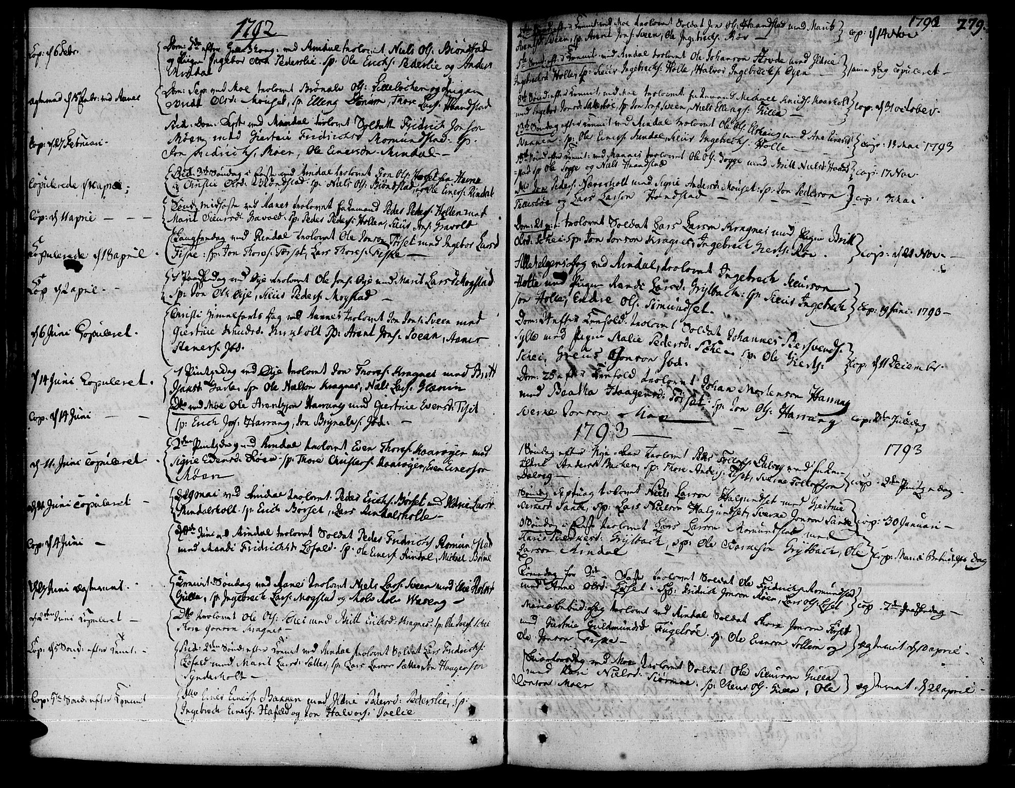 Ministerialprotokoller, klokkerbøker og fødselsregistre - Møre og Romsdal, AV/SAT-A-1454/595/L1039: Ministerialbok nr. 595A01, 1750-1796, s. 279