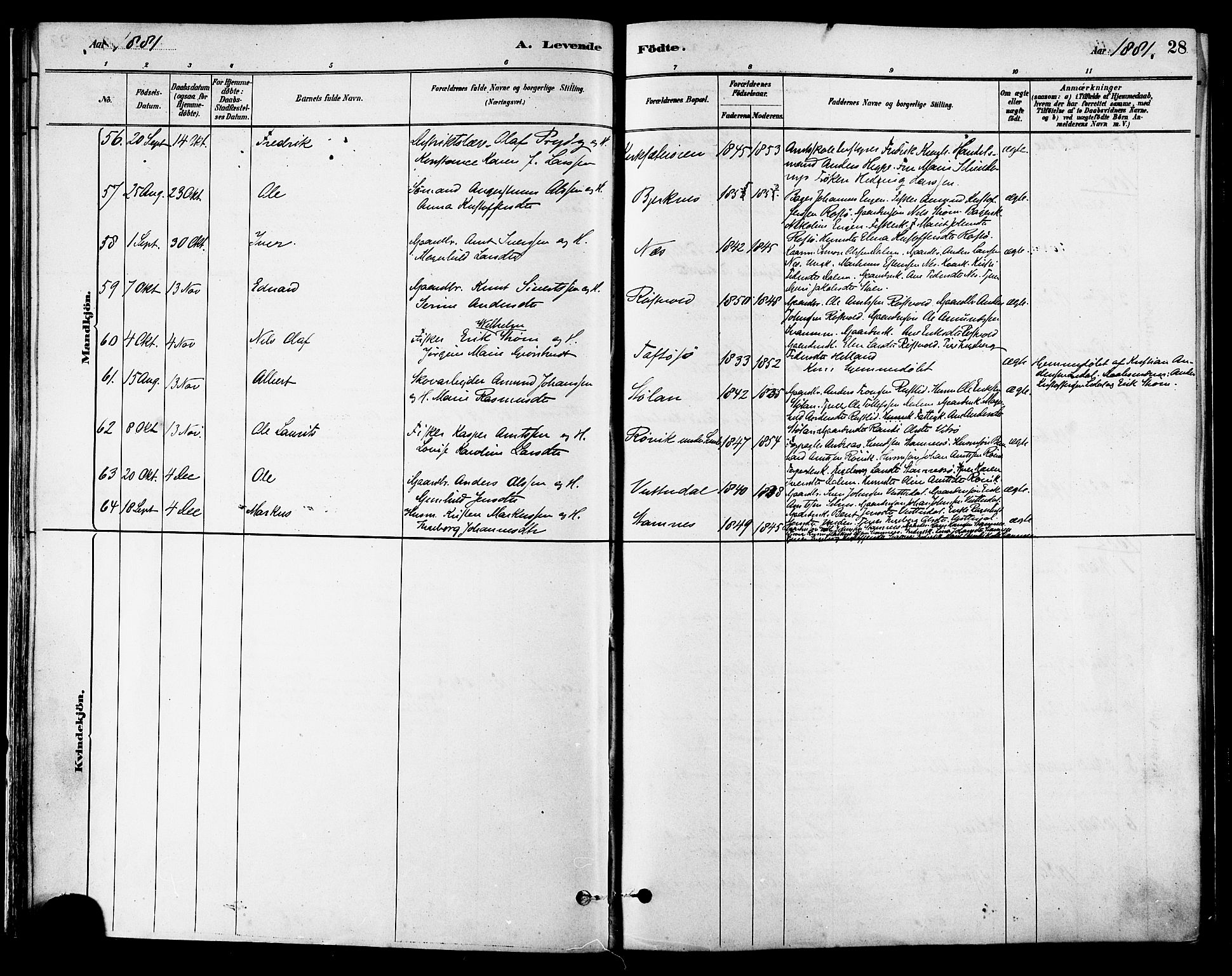 Ministerialprotokoller, klokkerbøker og fødselsregistre - Sør-Trøndelag, SAT/A-1456/630/L0496: Ministerialbok nr. 630A09, 1879-1895, s. 28