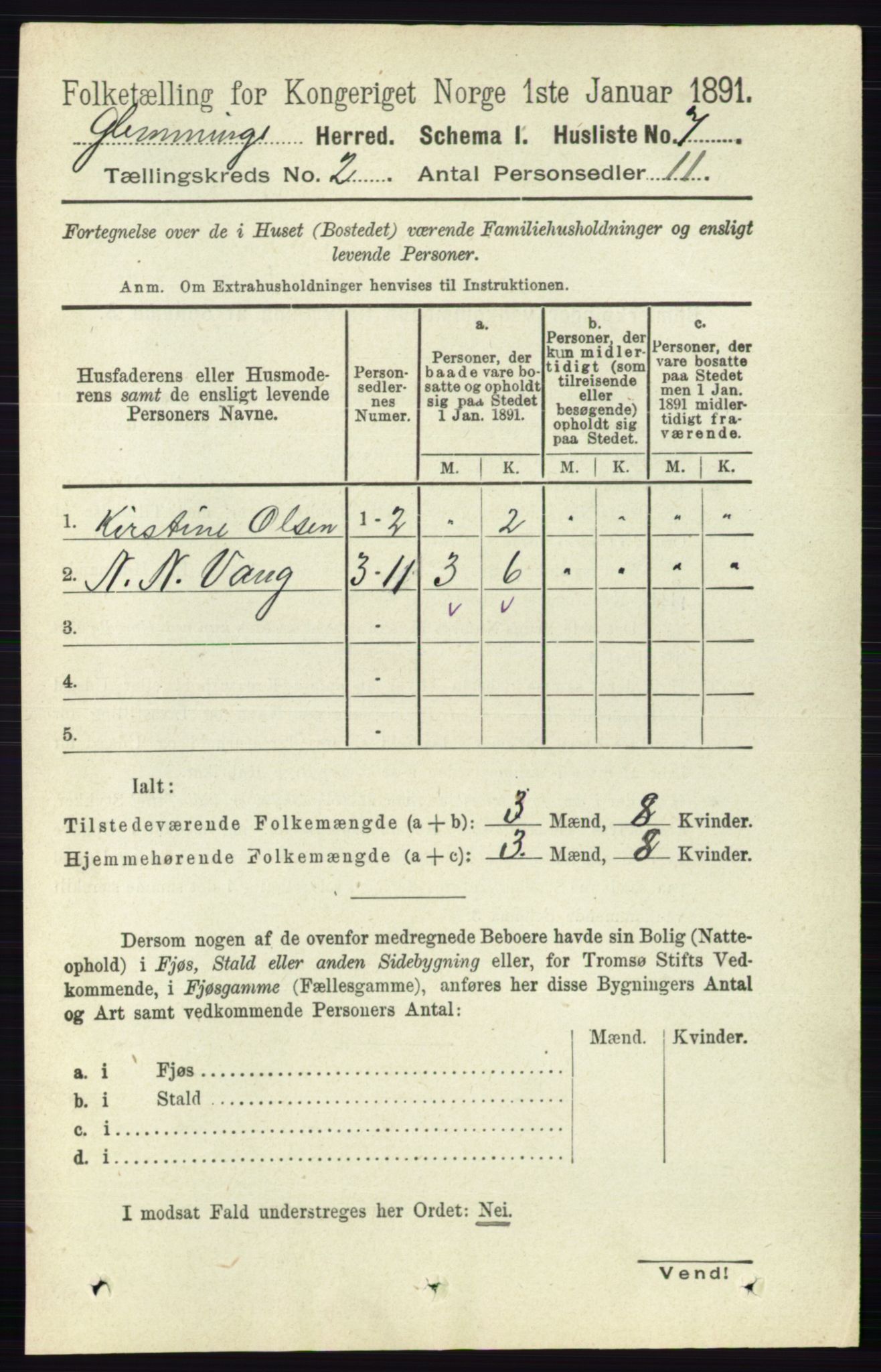 RA, Folketelling 1891 for 0132 Glemmen herred, 1891, s. 409