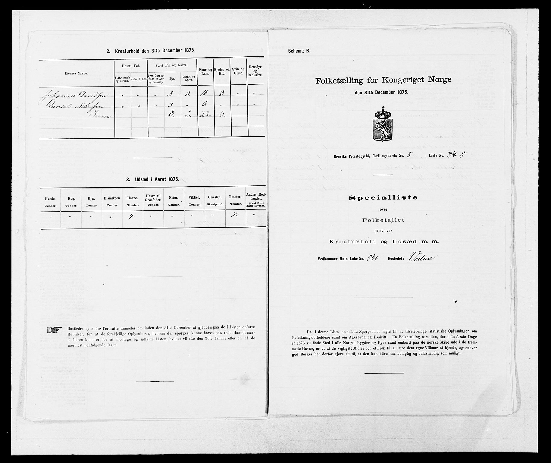 SAB, Folketelling 1875 for 1251P Bruvik prestegjeld, 1875, s. 413