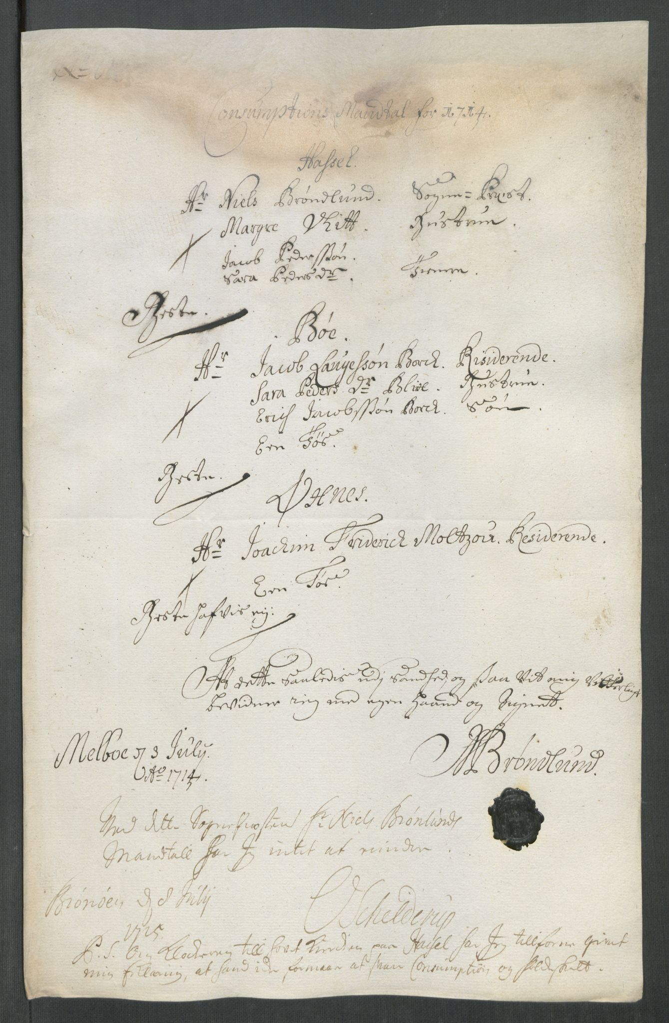 Rentekammeret inntil 1814, Reviderte regnskaper, Fogderegnskap, AV/RA-EA-4092/R67/L4680: Fogderegnskap Vesterålen, Andenes og Lofoten, 1714, s. 81