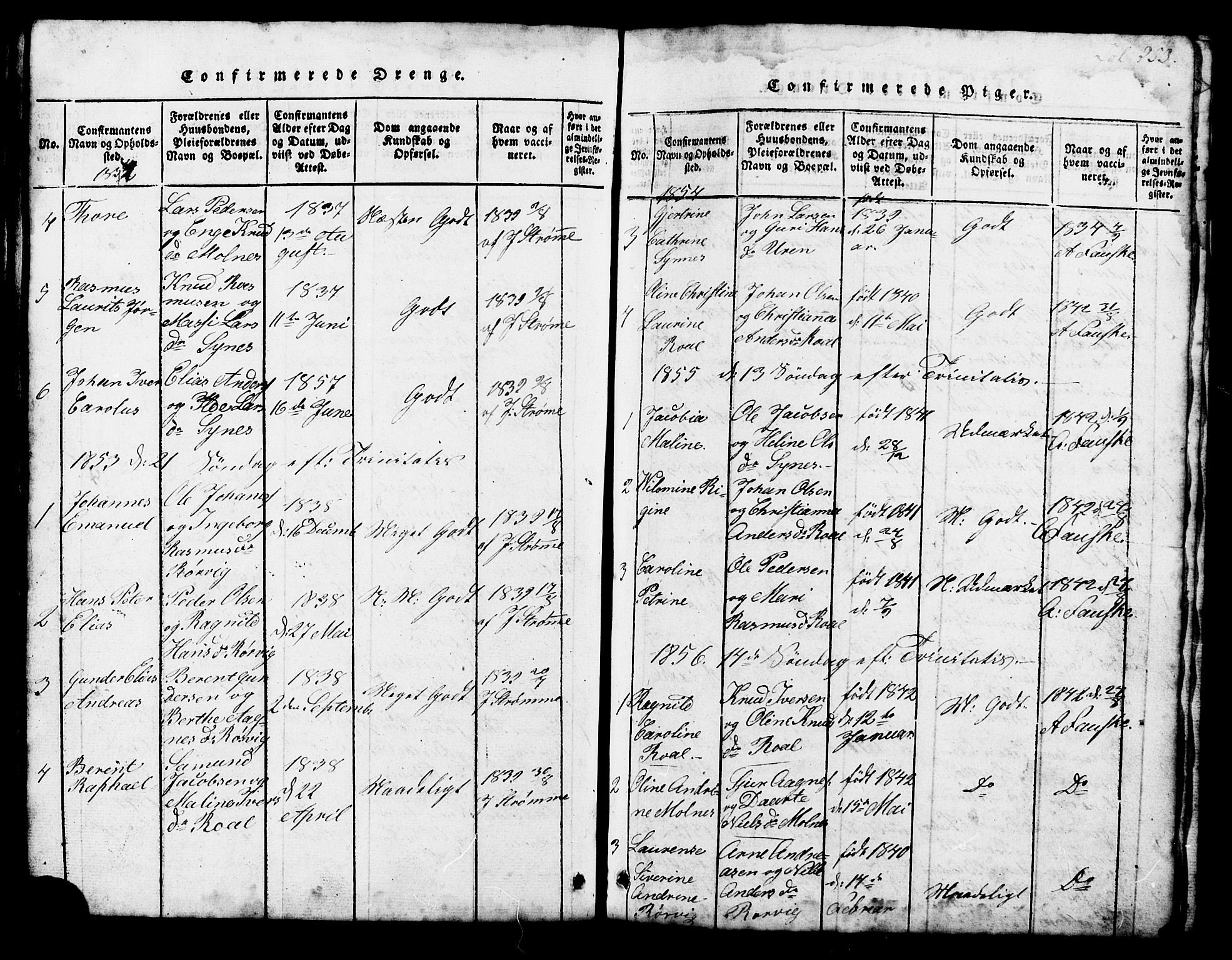 Ministerialprotokoller, klokkerbøker og fødselsregistre - Møre og Romsdal, AV/SAT-A-1454/537/L0520: Klokkerbok nr. 537C01, 1819-1868, s. 253