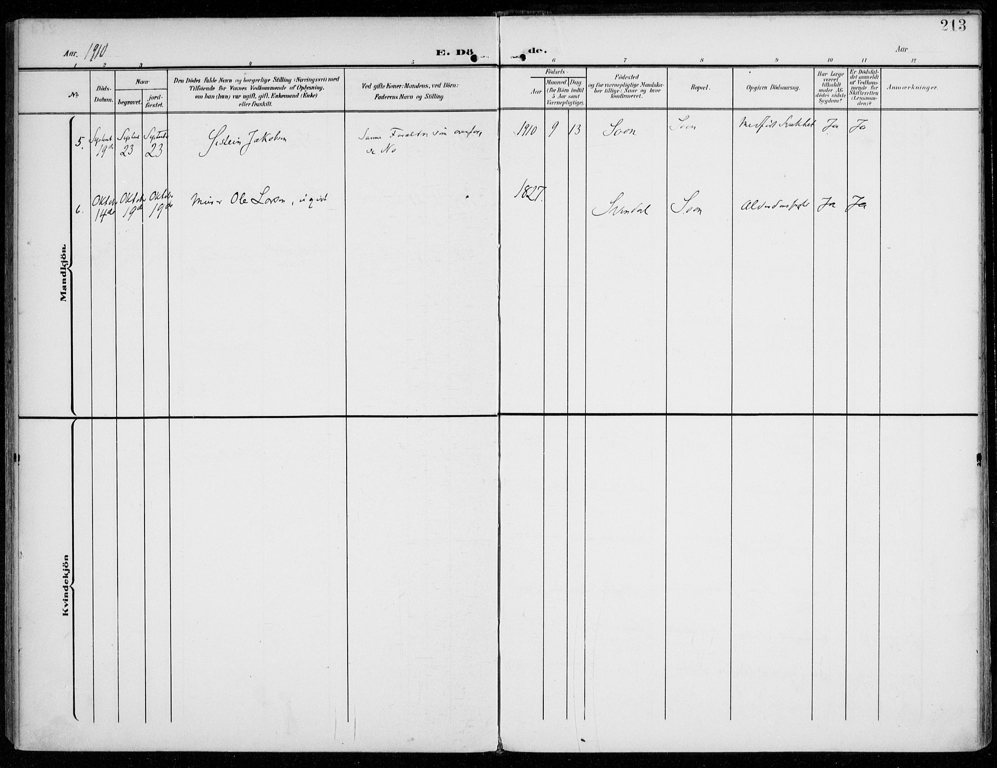 Vestby prestekontor Kirkebøker, AV/SAO-A-10893/F/Fc/L0002: Ministerialbok nr. III 2, 1906-1940, s. 213