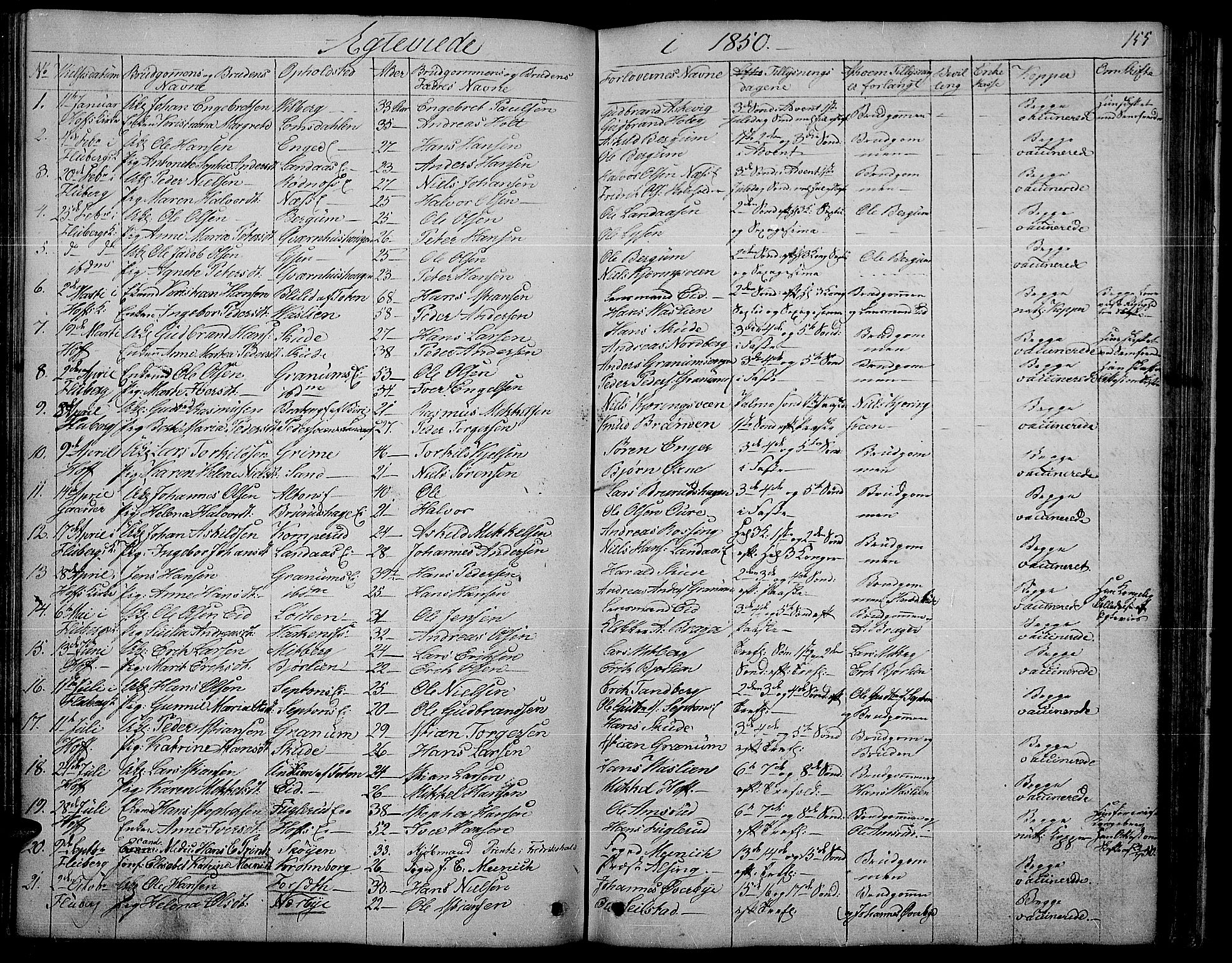 Søndre Land prestekontor, AV/SAH-PREST-122/L/L0001: Klokkerbok nr. 1, 1849-1883, s. 155
