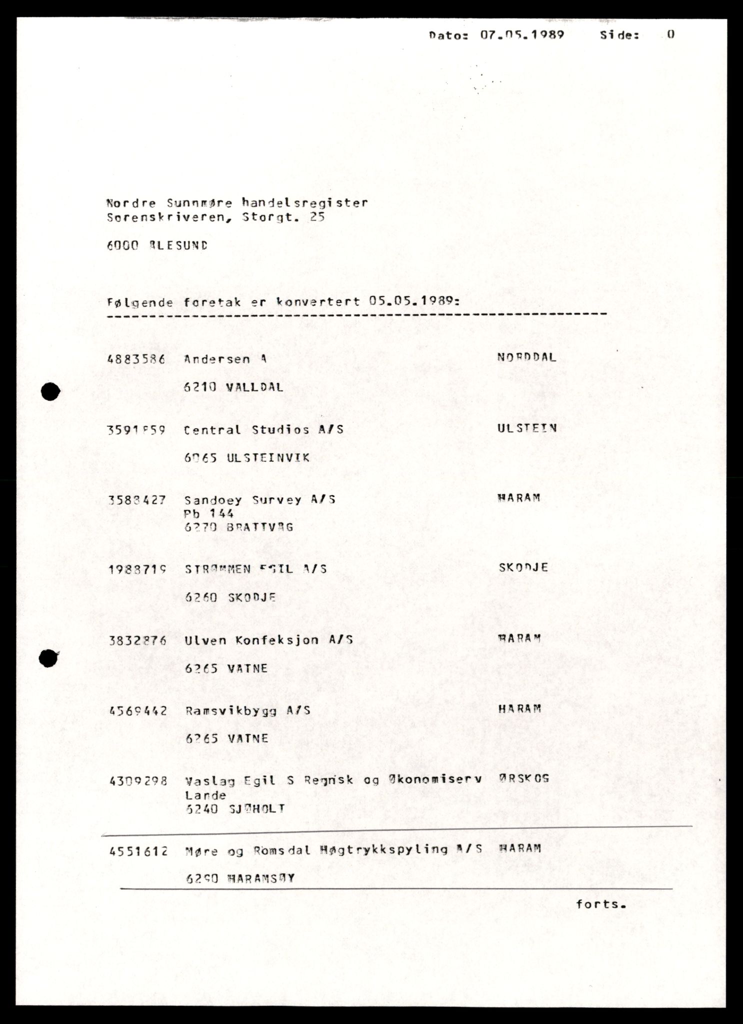 Nordre Sunnmøre sorenskriveri, AV/SAT-A-0006/2/J/Jd/Jde/L0039: Bilag. Aksjeselskap, M-N, 1944-1990, s. 1
